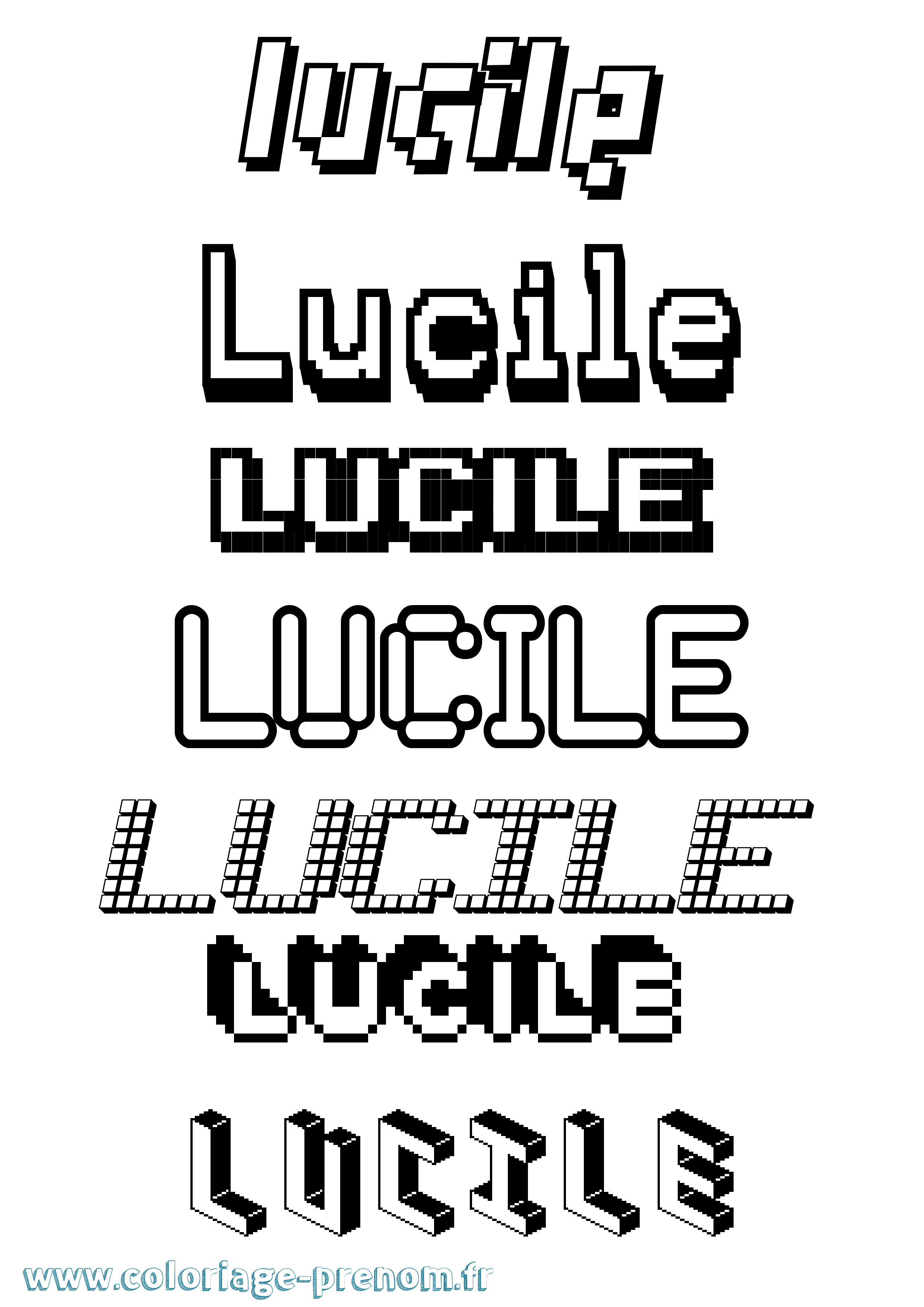 Coloriage prénom Lucile Pixel