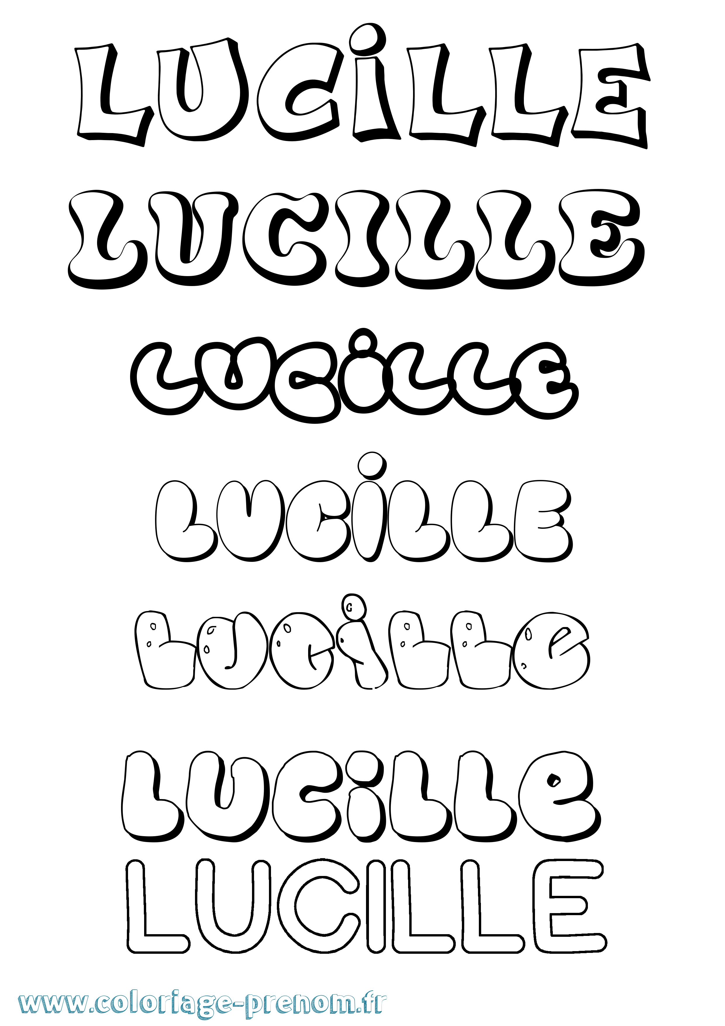 Coloriage prénom Lucille Bubble
