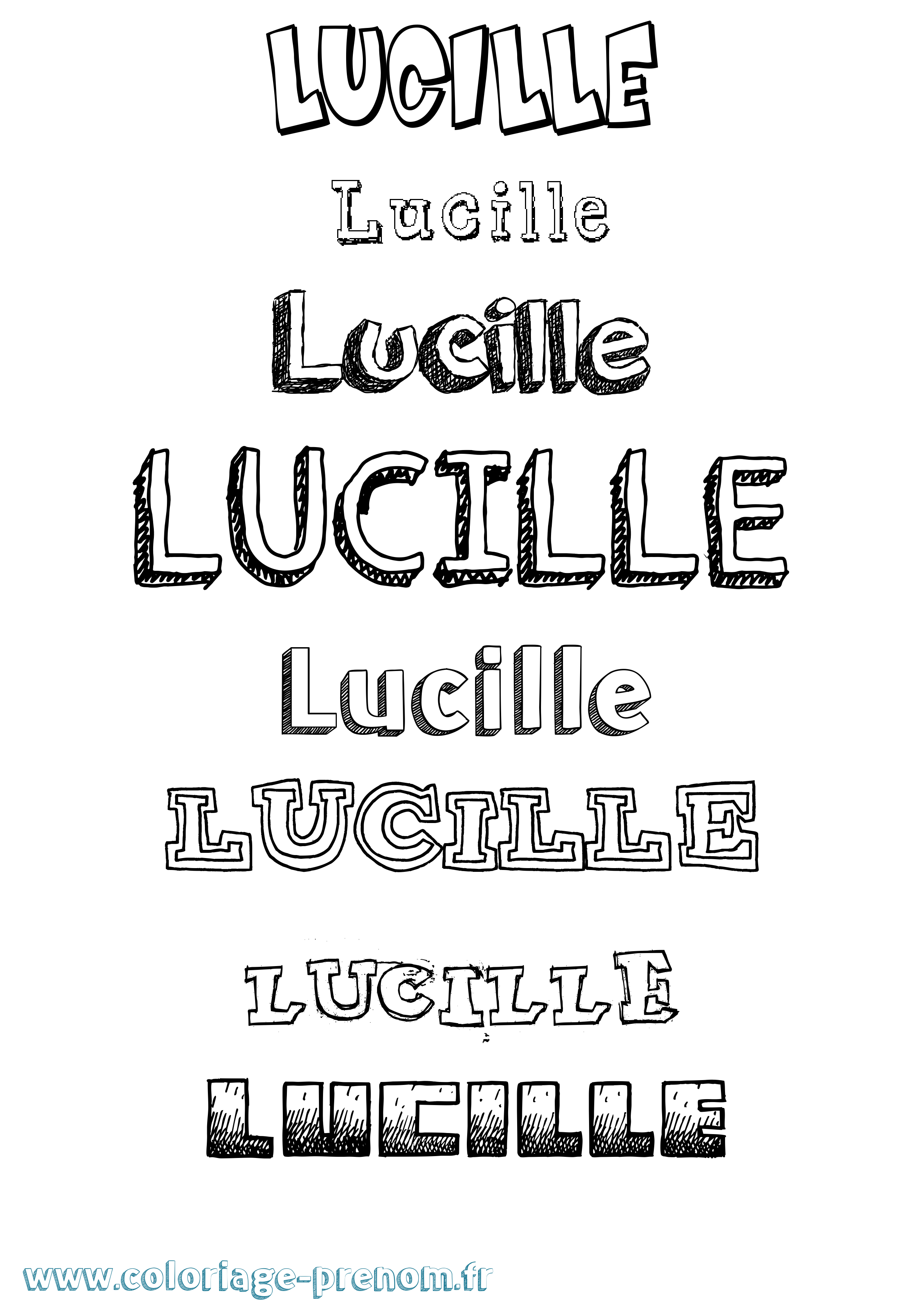 Coloriage prénom Lucille Dessiné
