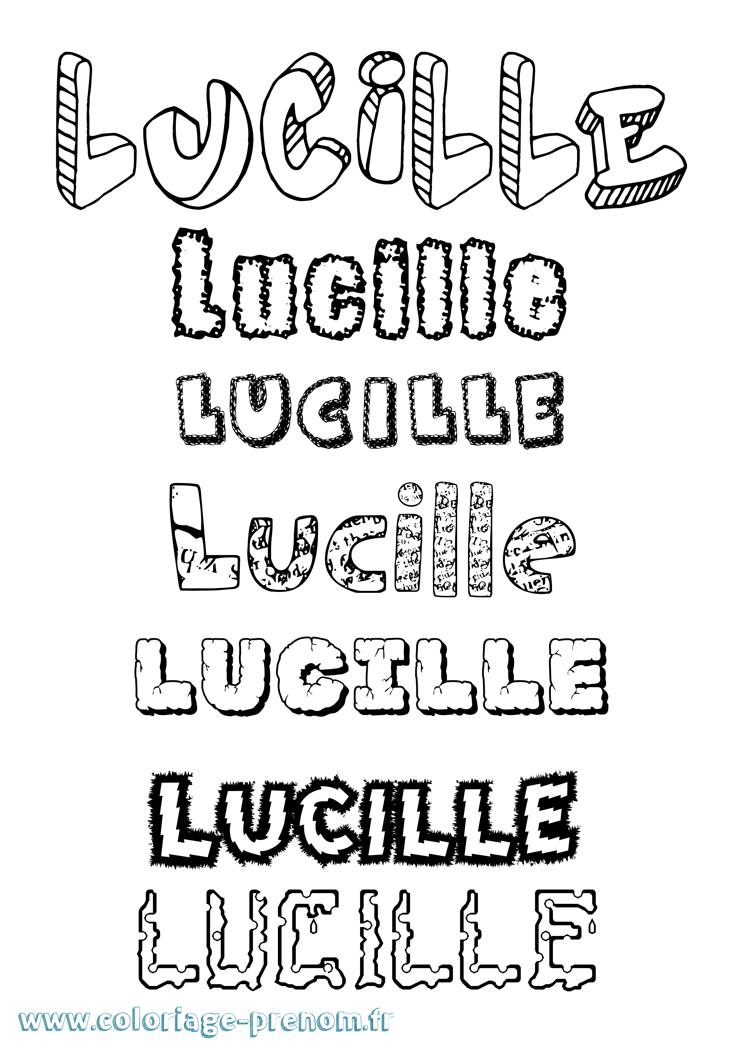 Coloriage prénom Lucille Destructuré