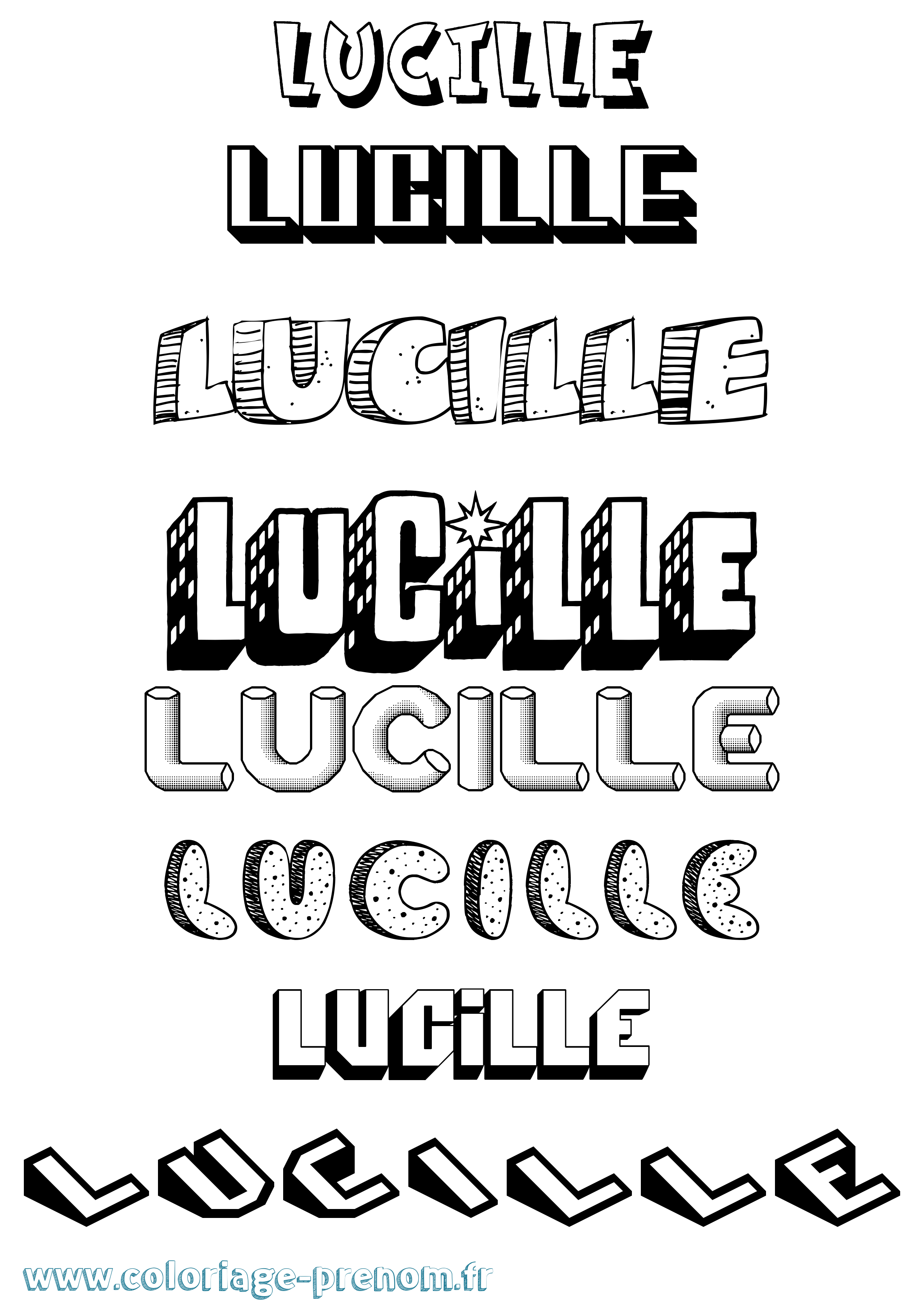 Coloriage prénom Lucille Effet 3D