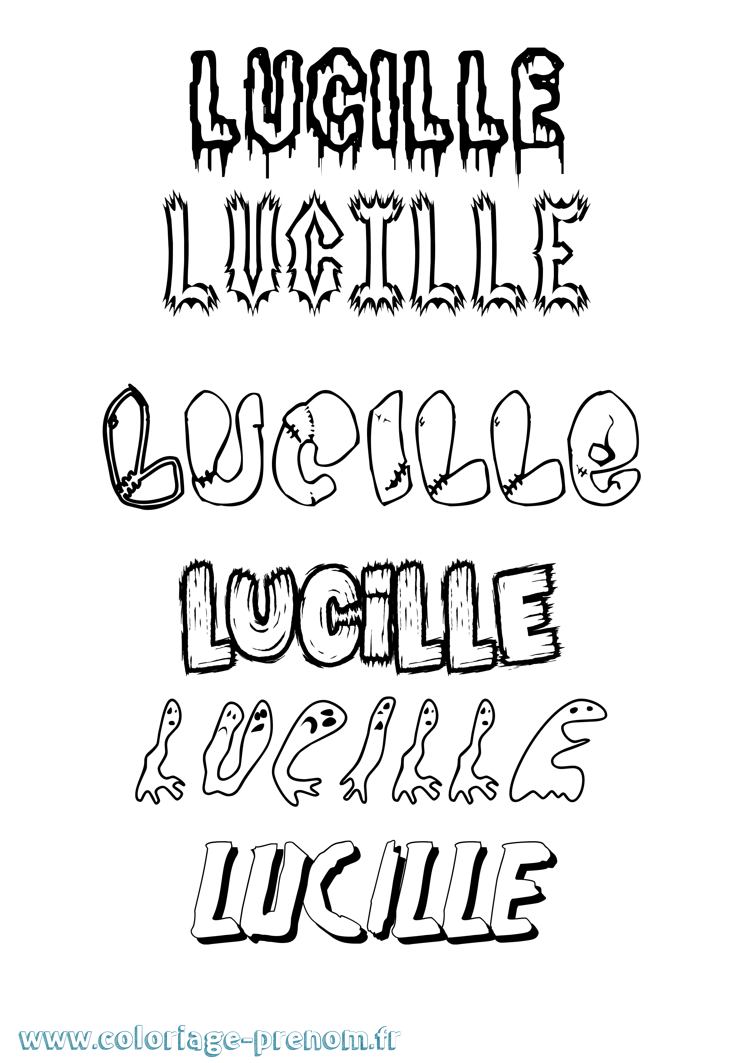 Coloriage prénom Lucille Frisson