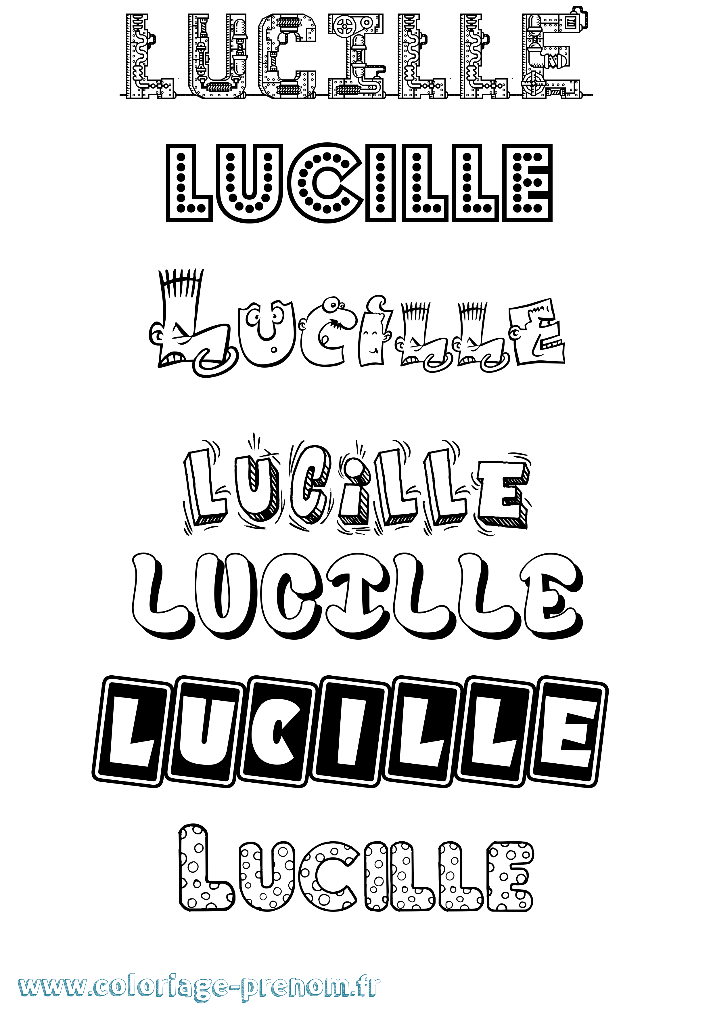Coloriage prénom Lucille Fun
