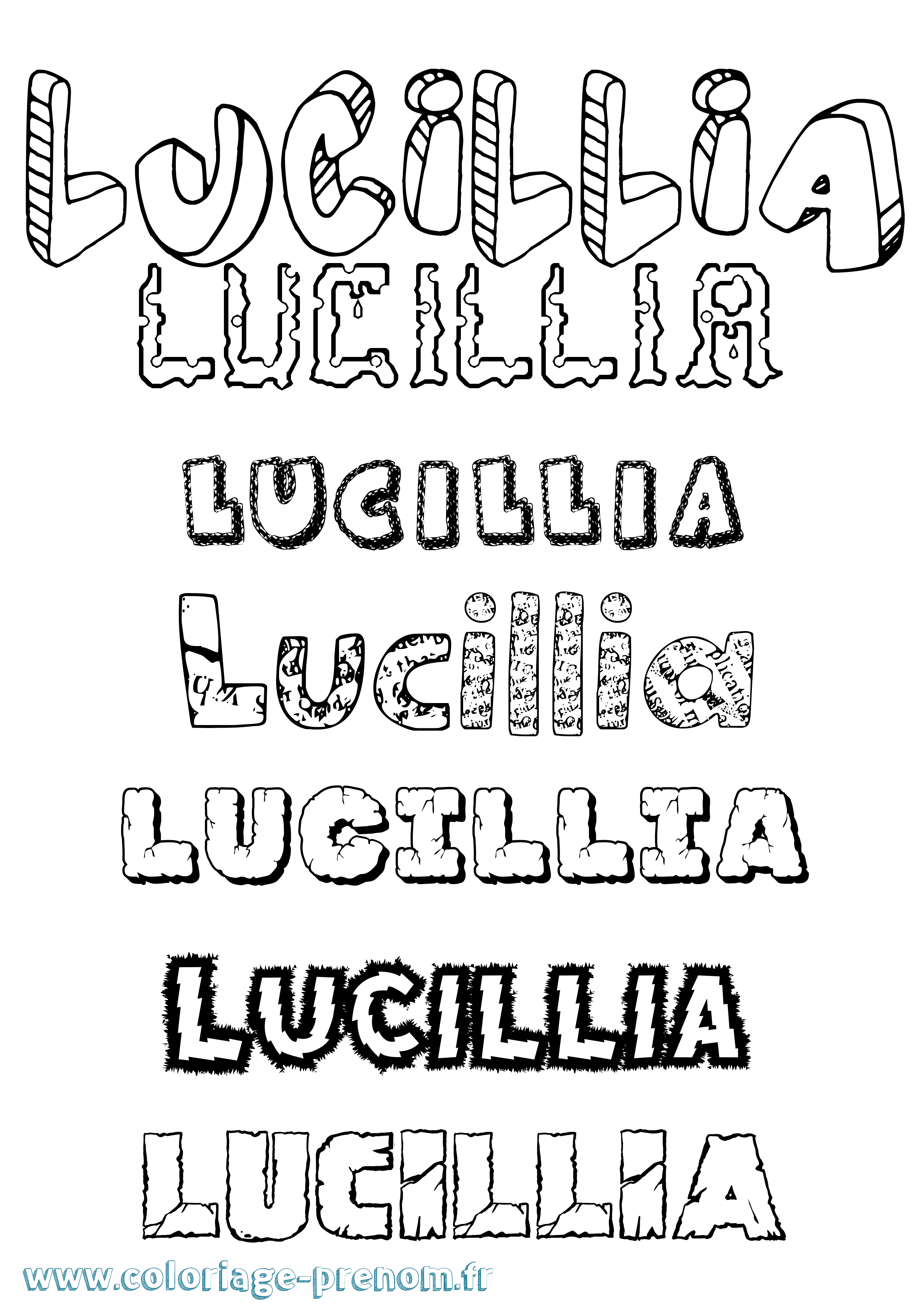 Coloriage prénom Lucillia Destructuré