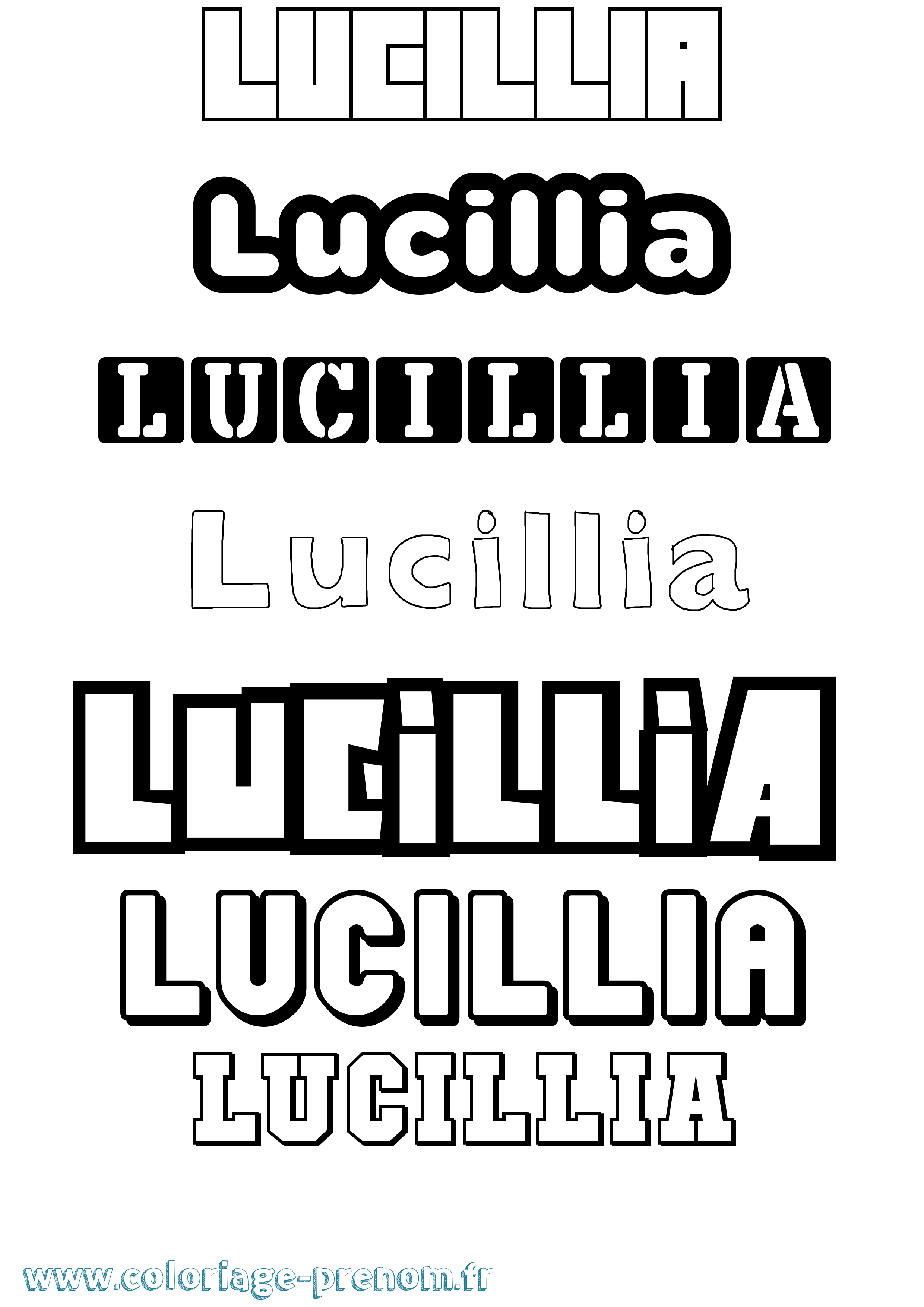 Coloriage prénom Lucillia Simple