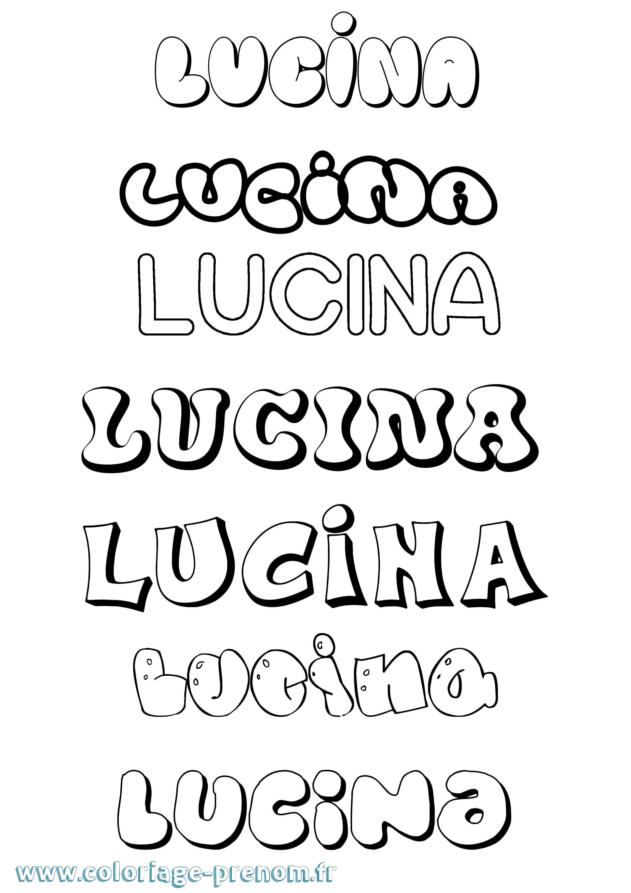 Coloriage prénom Lucina Bubble