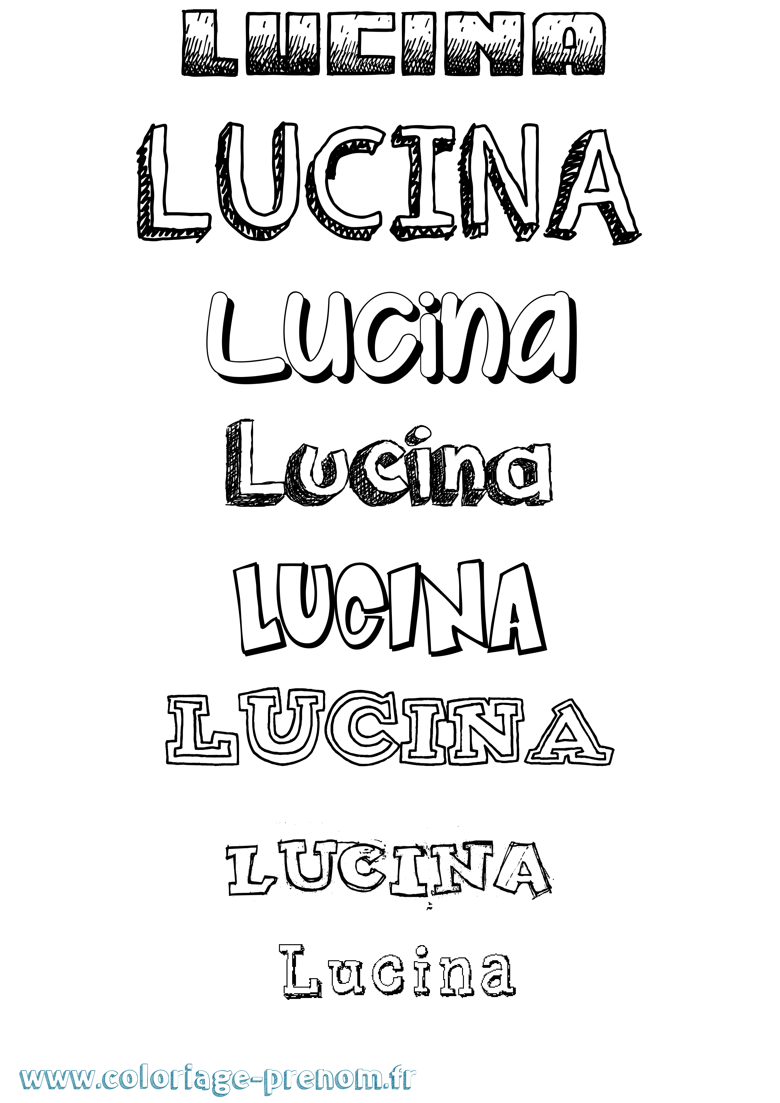 Coloriage prénom Lucina Dessiné