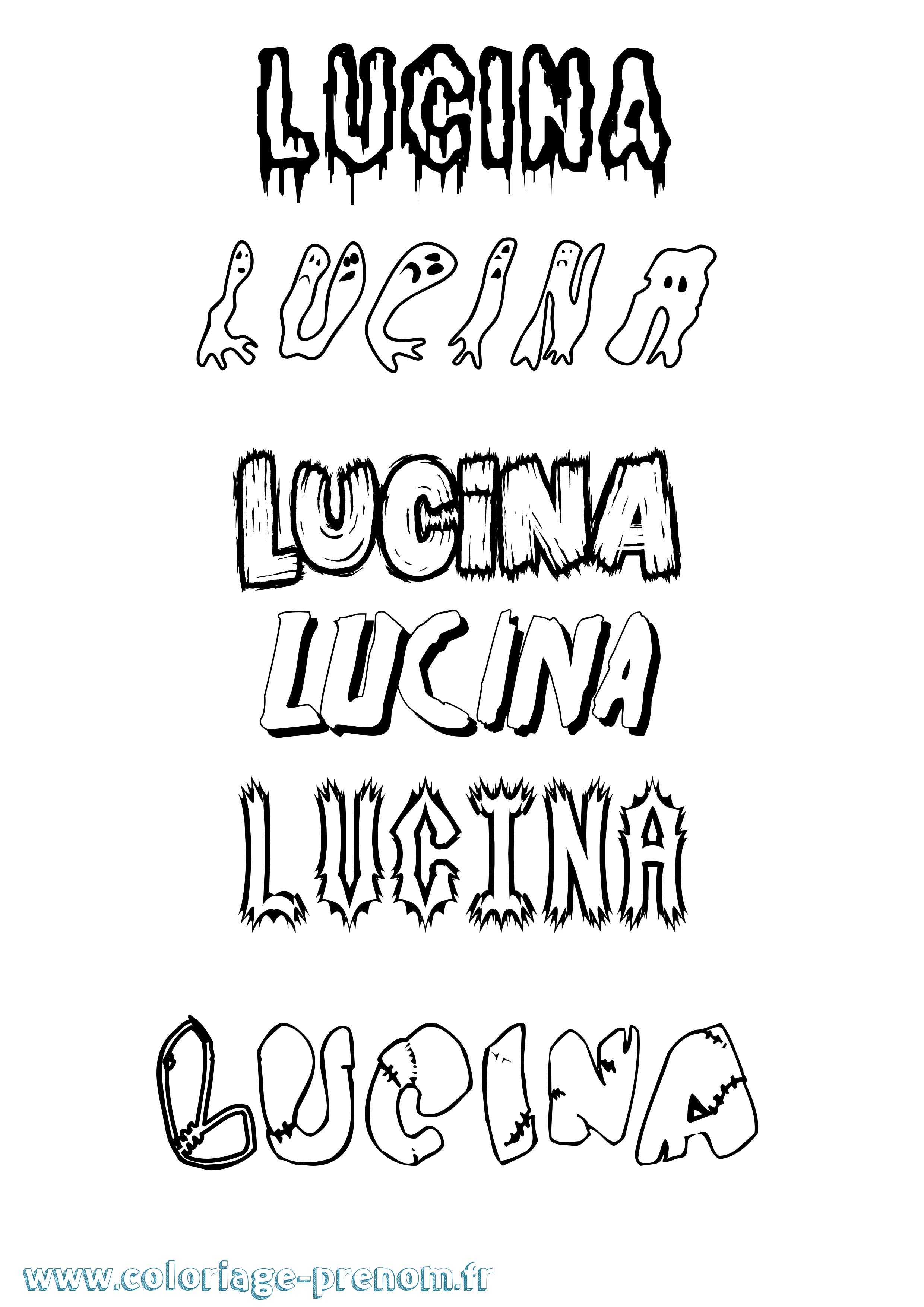 Coloriage prénom Lucina Frisson