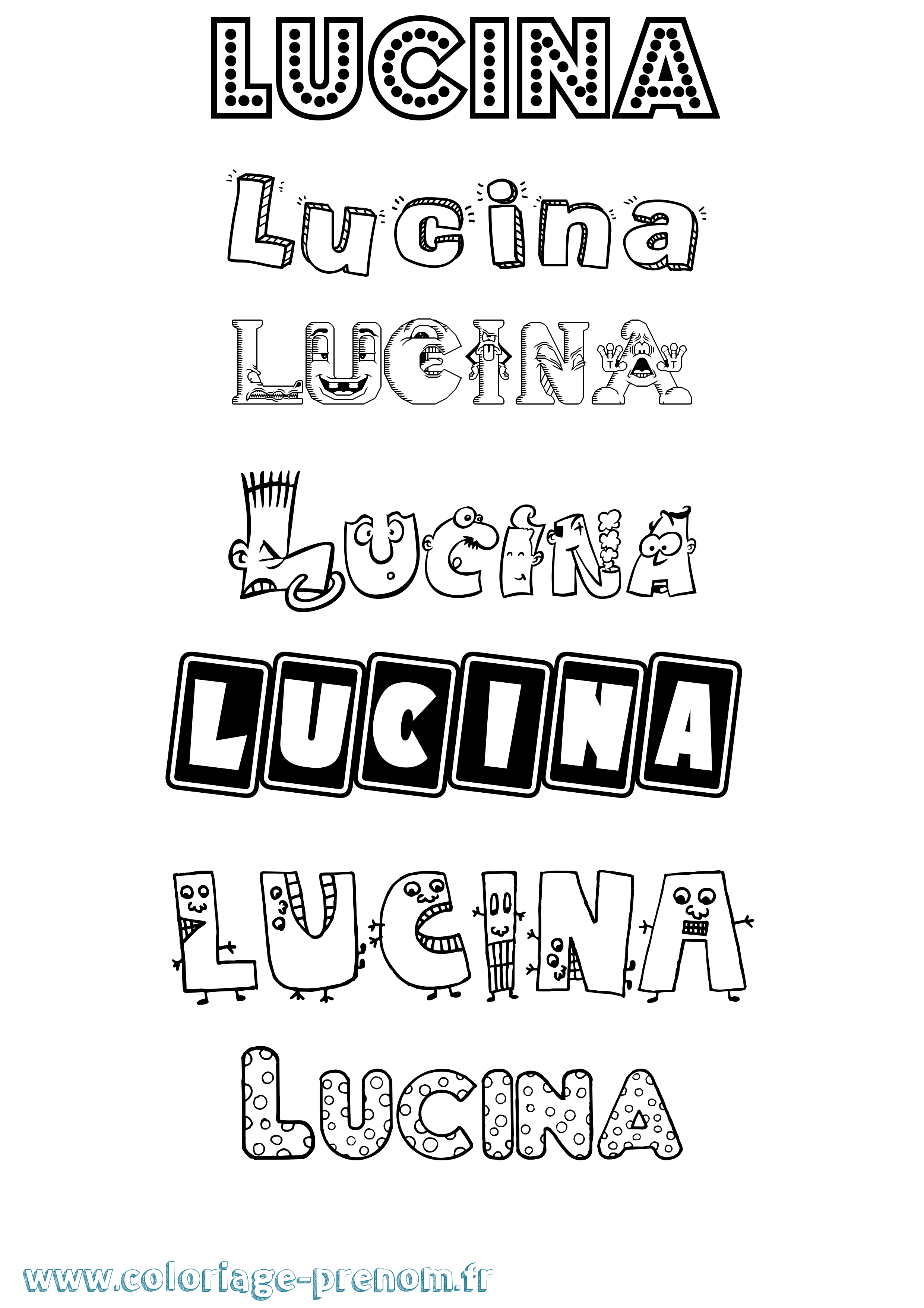 Coloriage prénom Lucina Fun