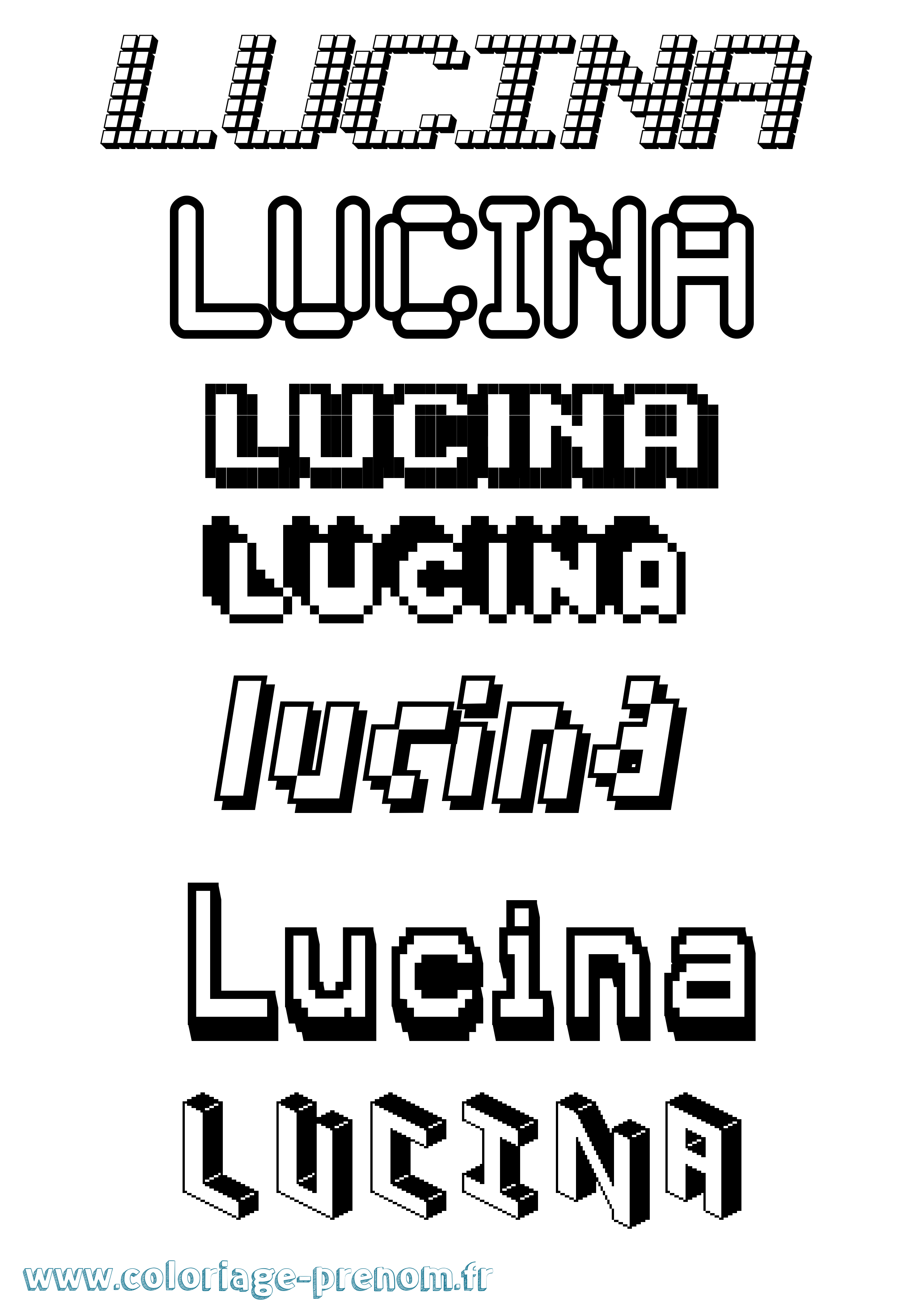 Coloriage prénom Lucina Pixel