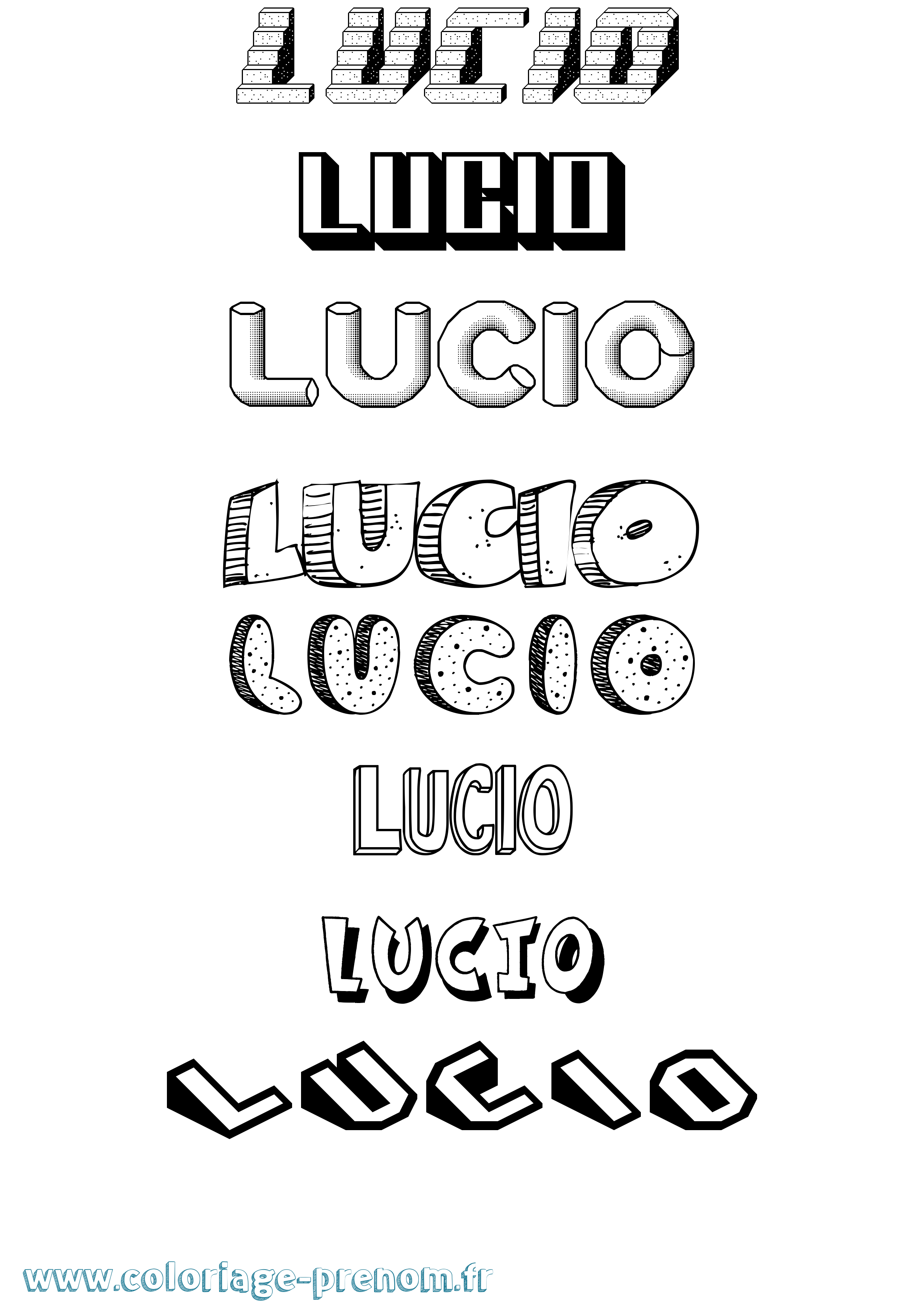 Coloriage Lucio Effet 3D Coloriage prénom Lucio Effet 3D