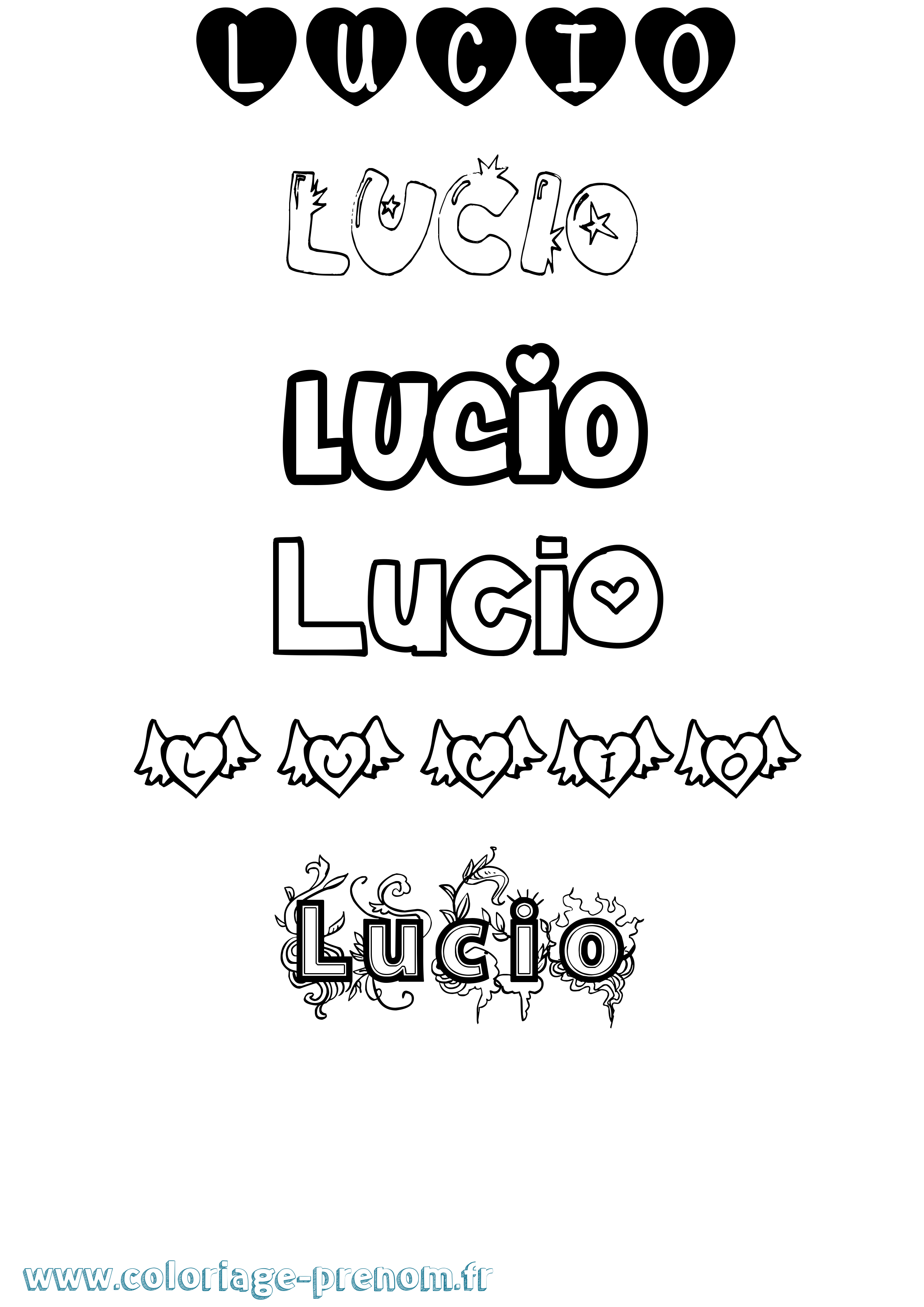 Coloriage Lucio Girly Coloriage prénom Lucio Girly