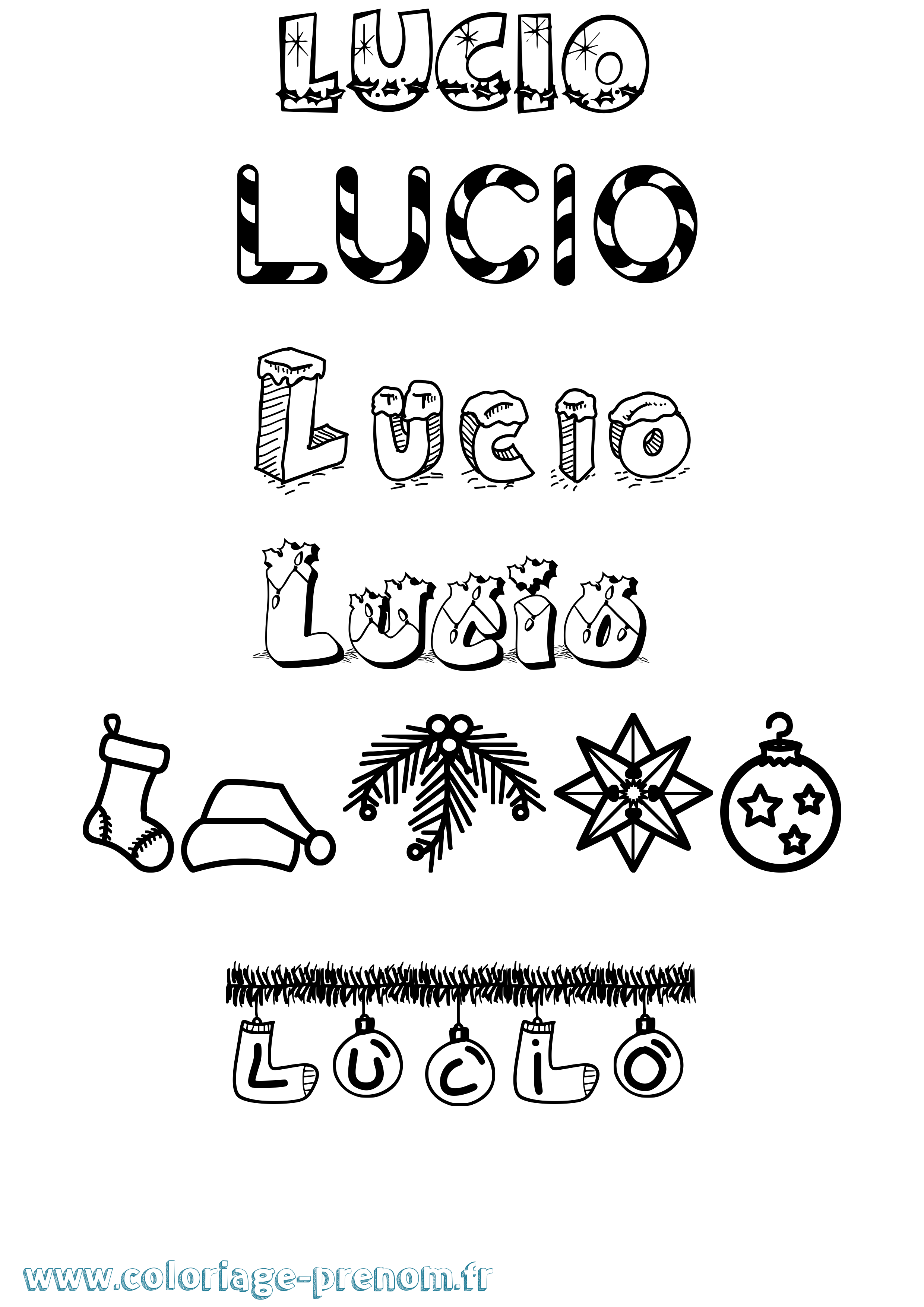 Coloriage Lucio Noël Coloriage prénom Lucio Noël