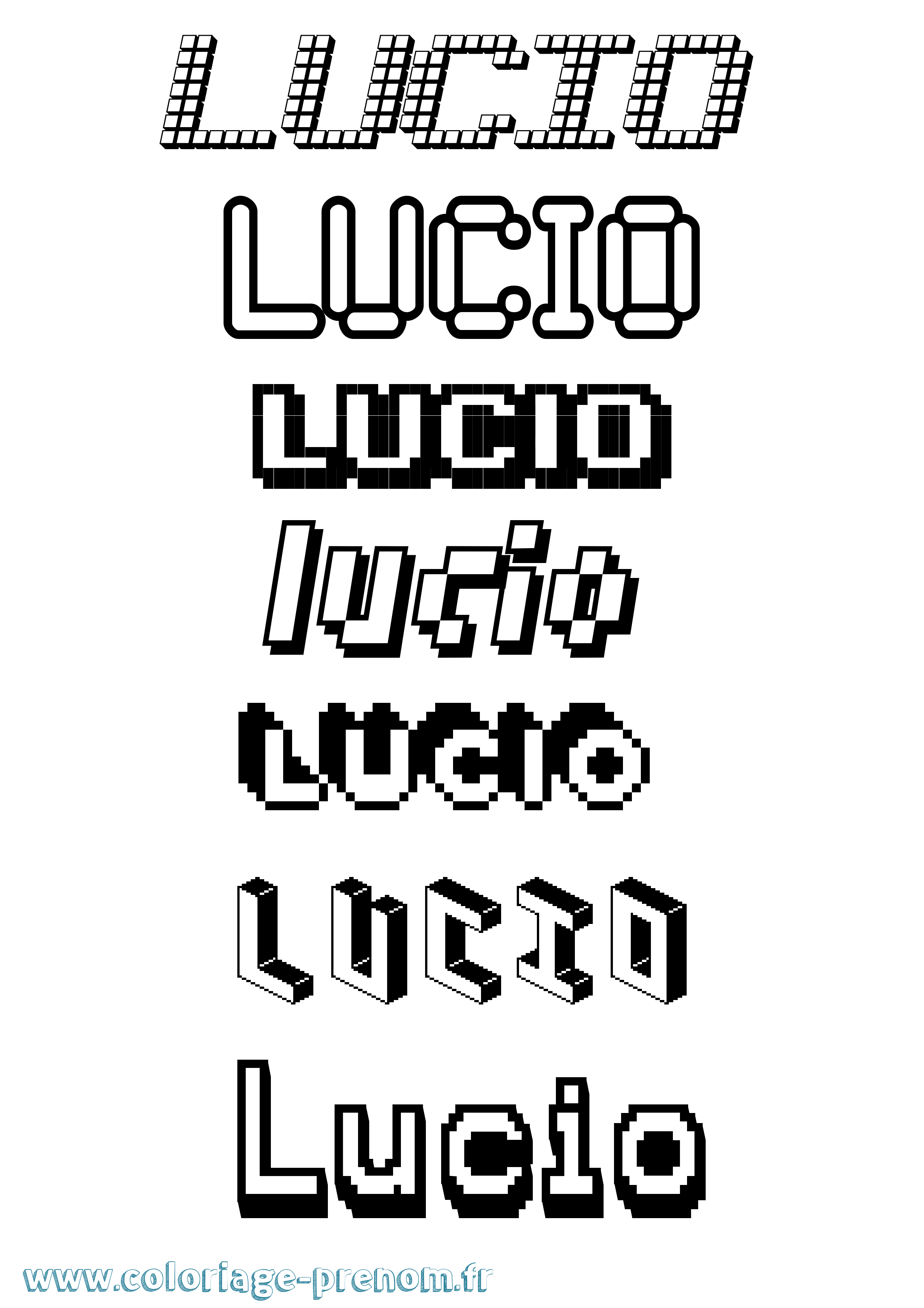 Coloriage prénom Lucio Pixel