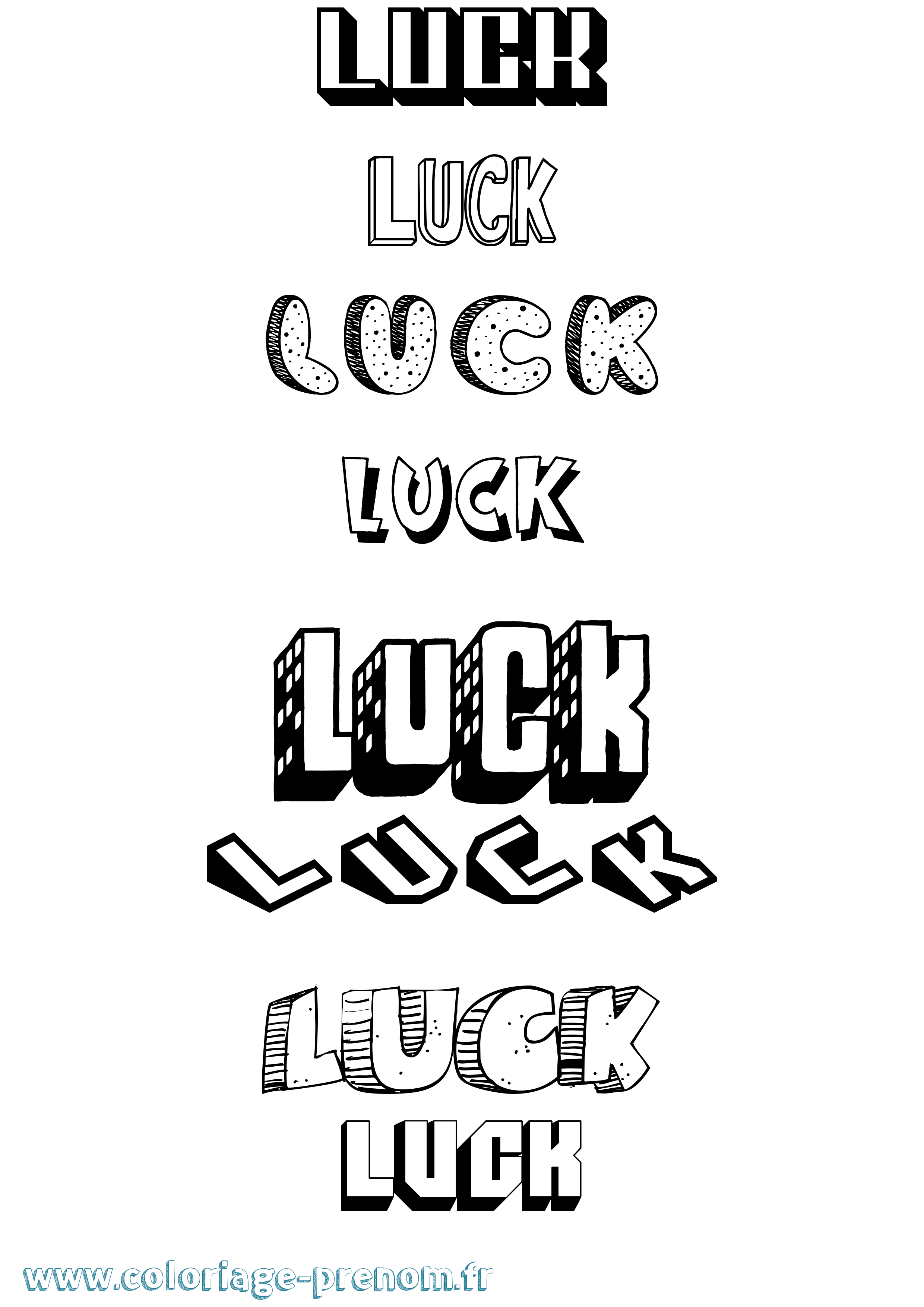 Coloriage prénom Luck Effet 3D