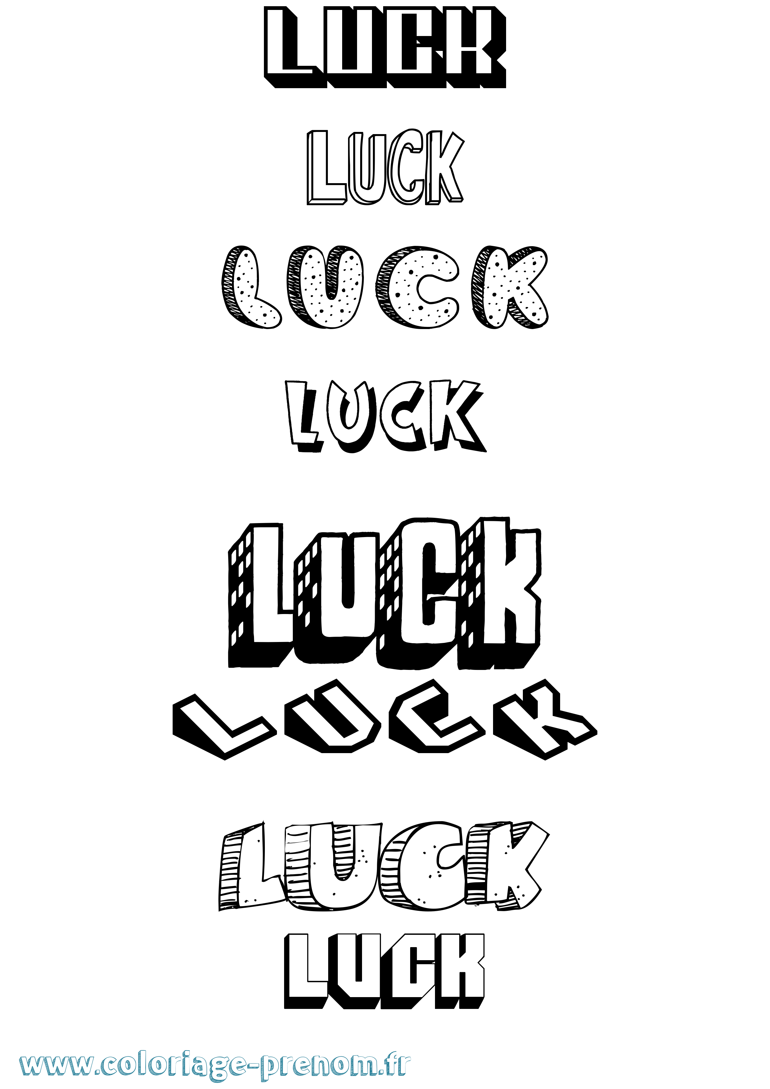 Coloriage Luck Effet 3D Coloriage prénom Luck Effet 3D