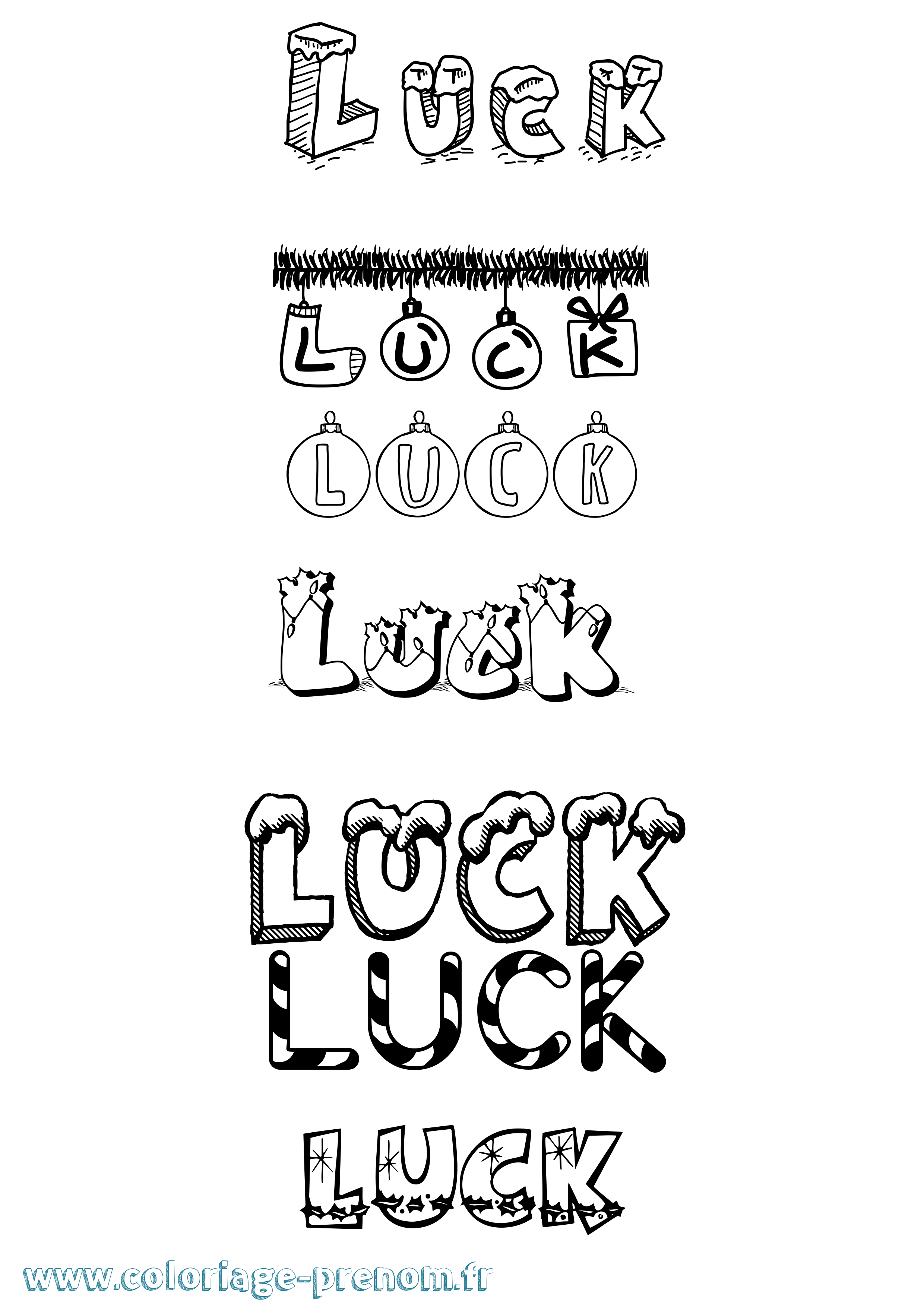 Coloriage prénom Luck Noël