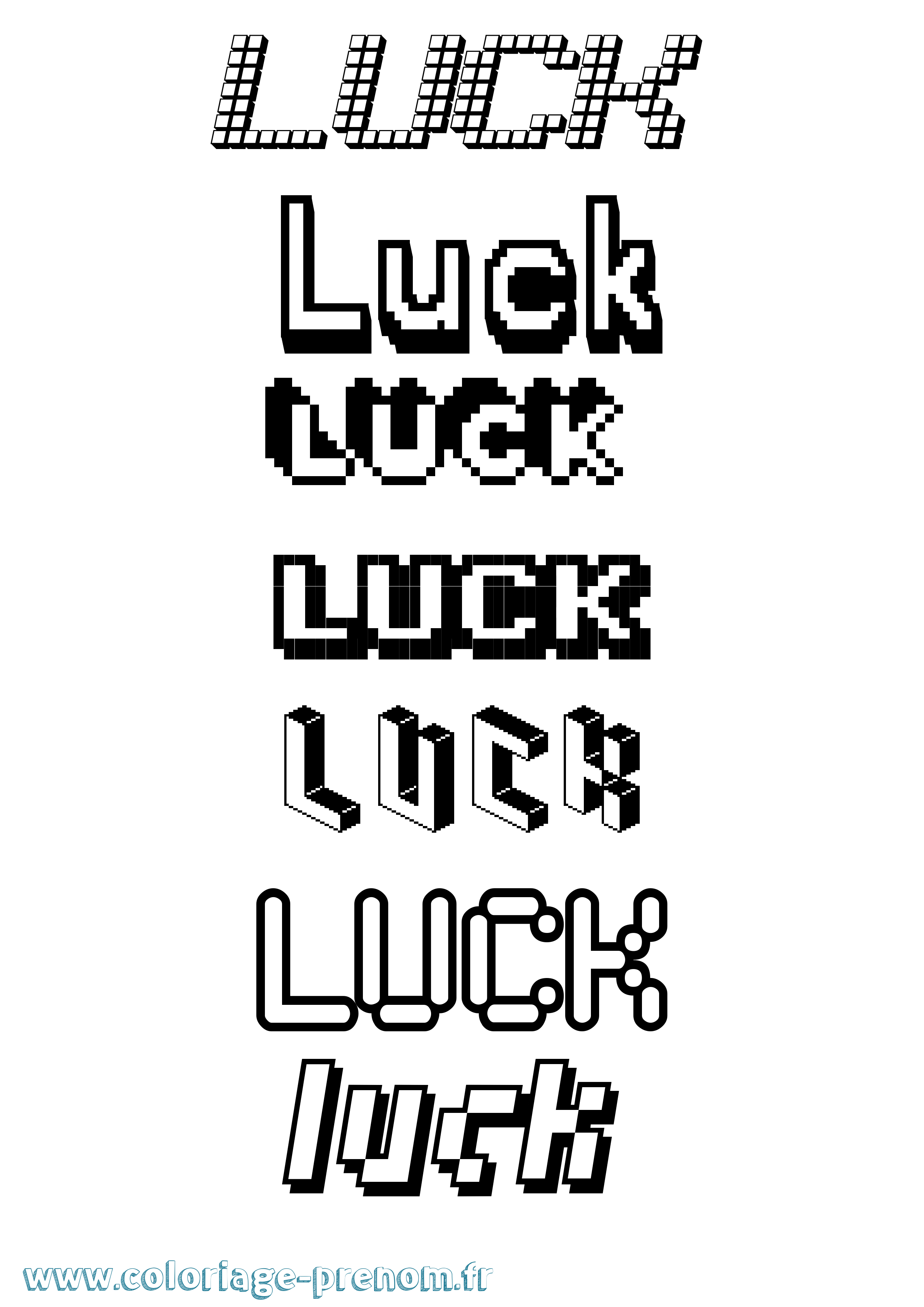 Coloriage prénom Luck Pixel