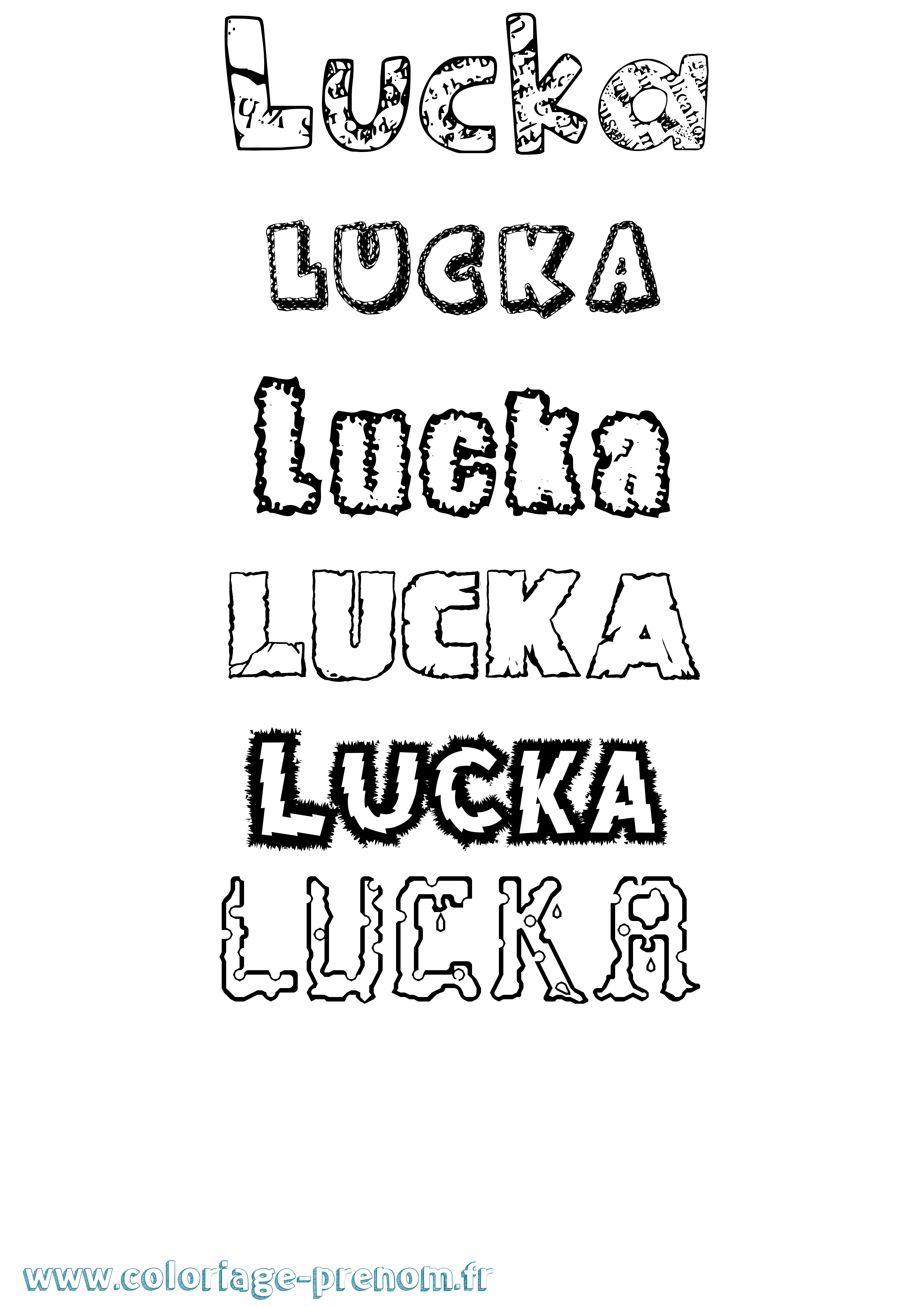 Coloriage prénom Lucka Destructuré