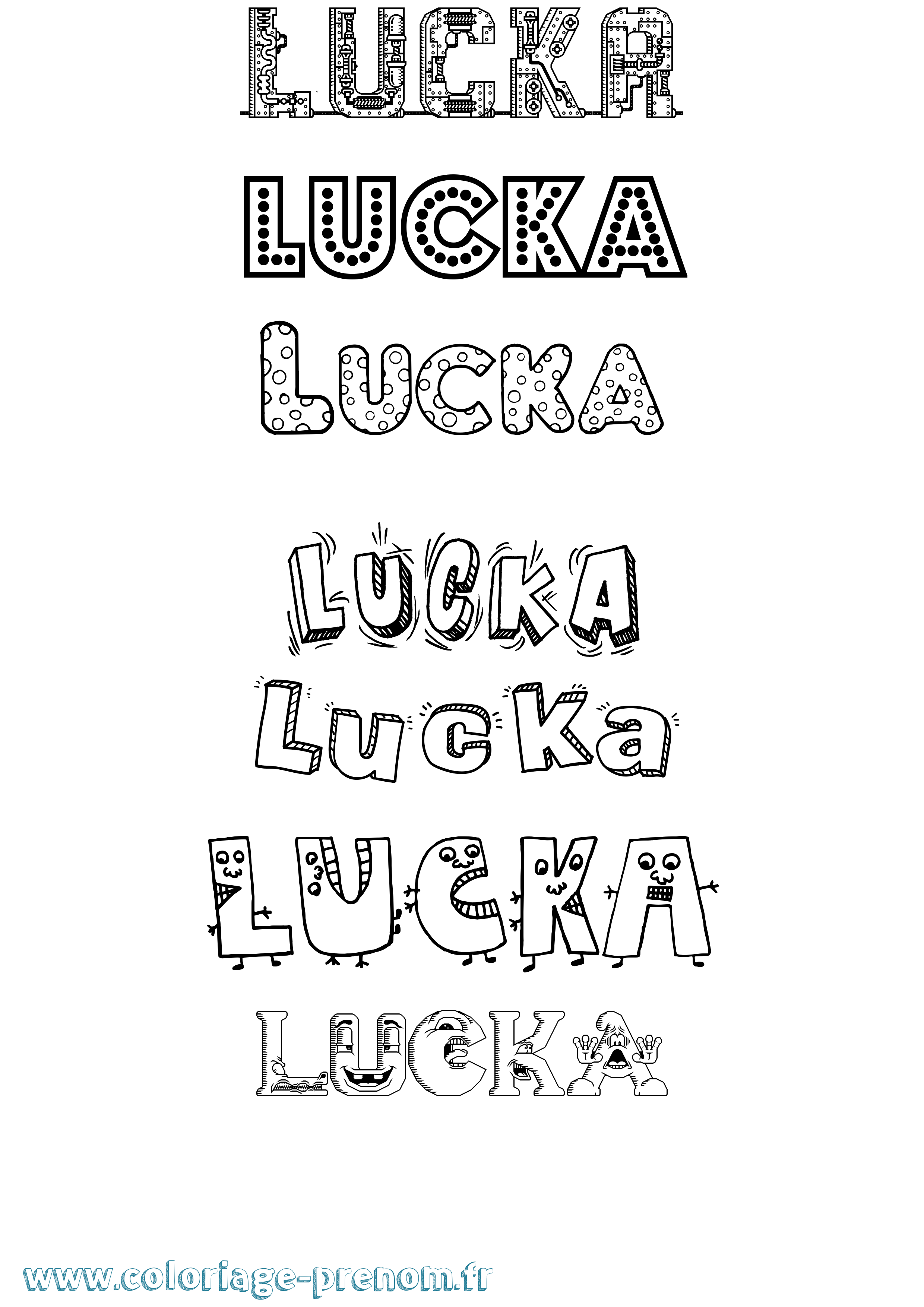 Coloriage prénom Lucka Fun