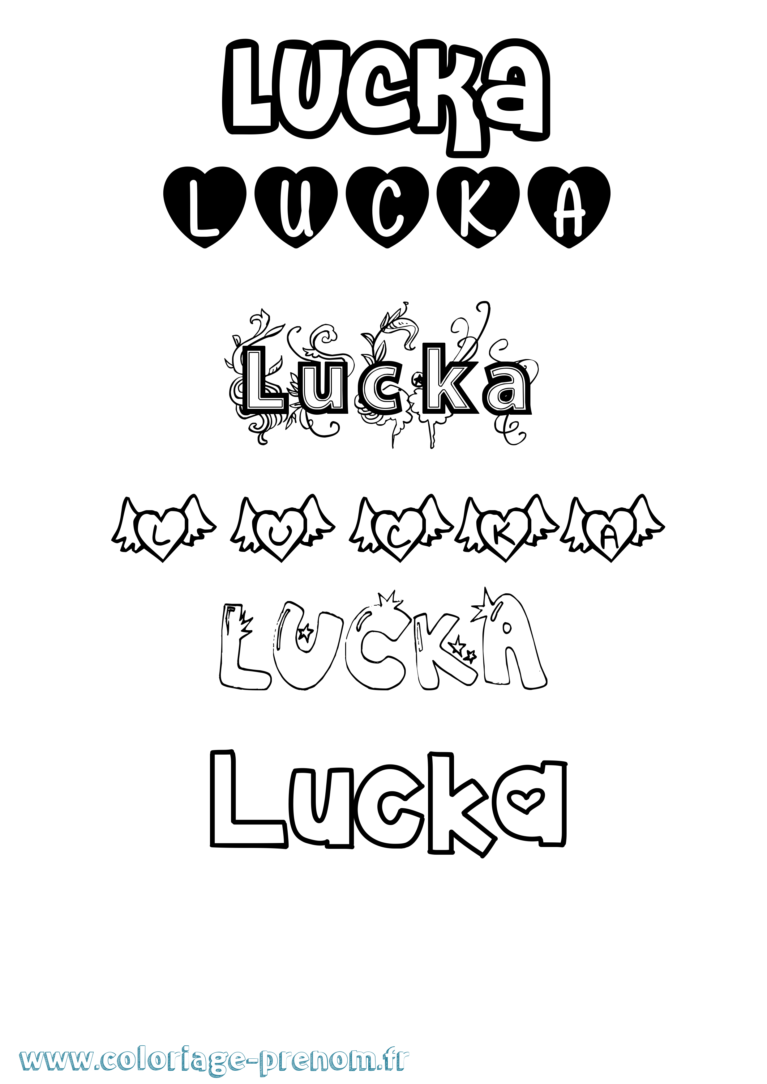 Coloriage prénom Lucka Girly