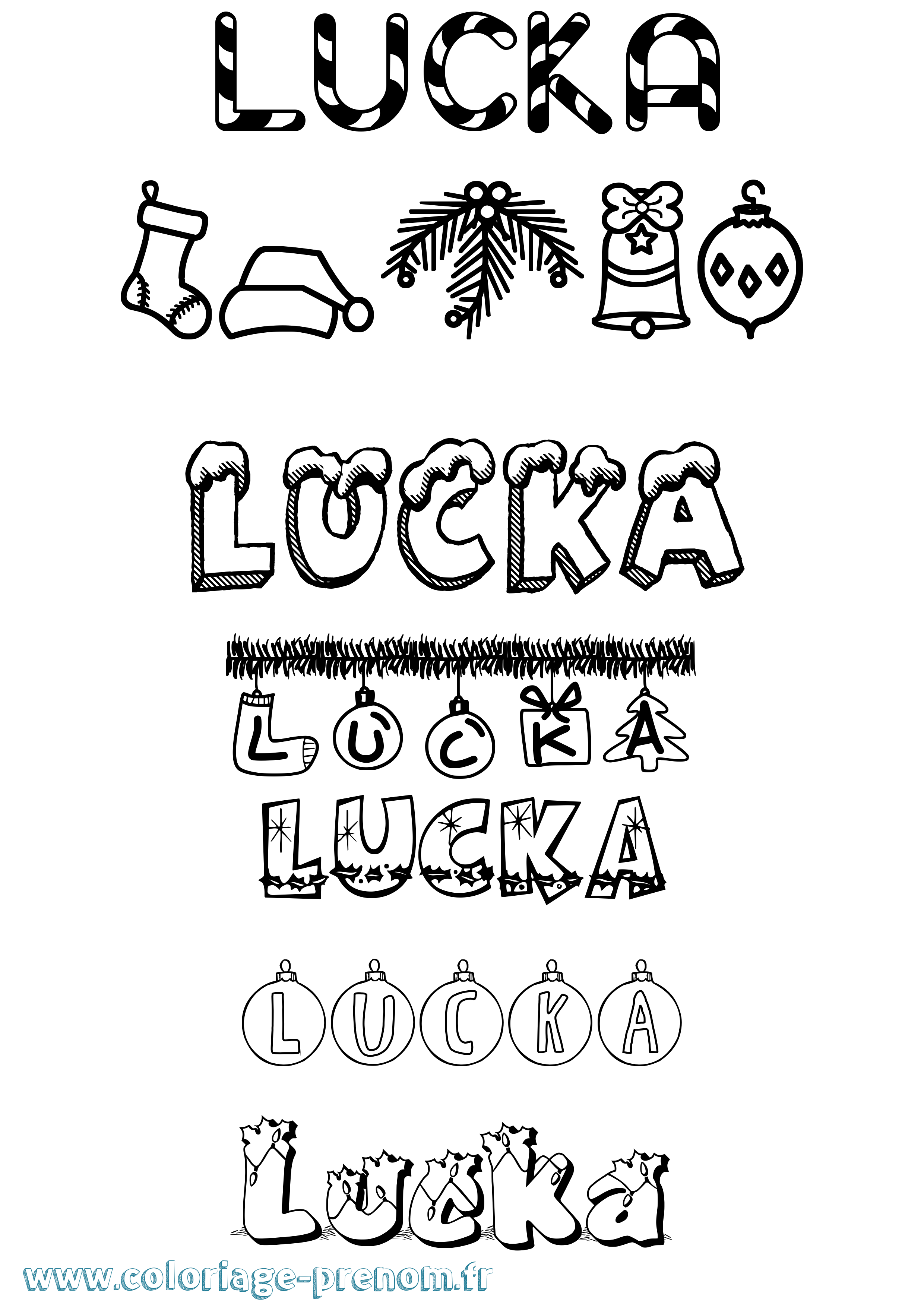 Coloriage prénom Lucka Noël