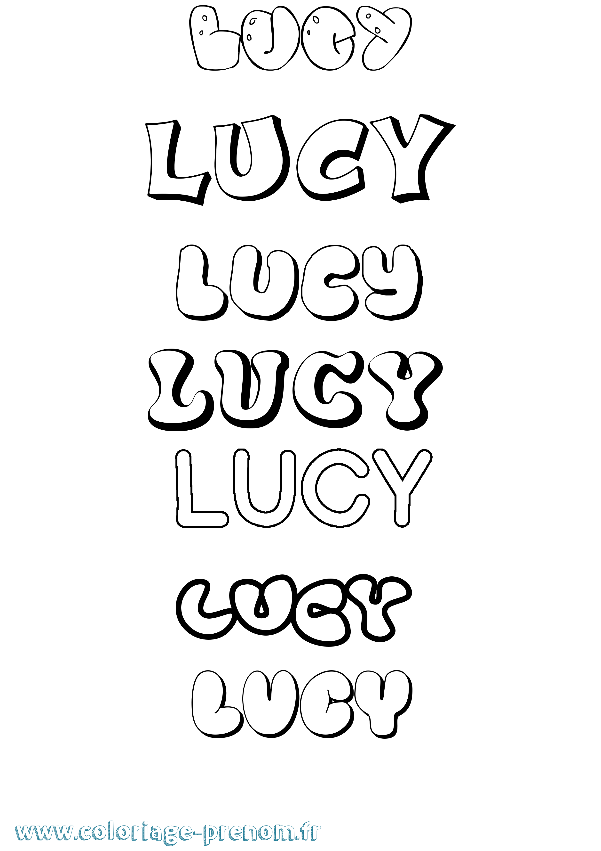 Coloriage prénom Lucy Bubble