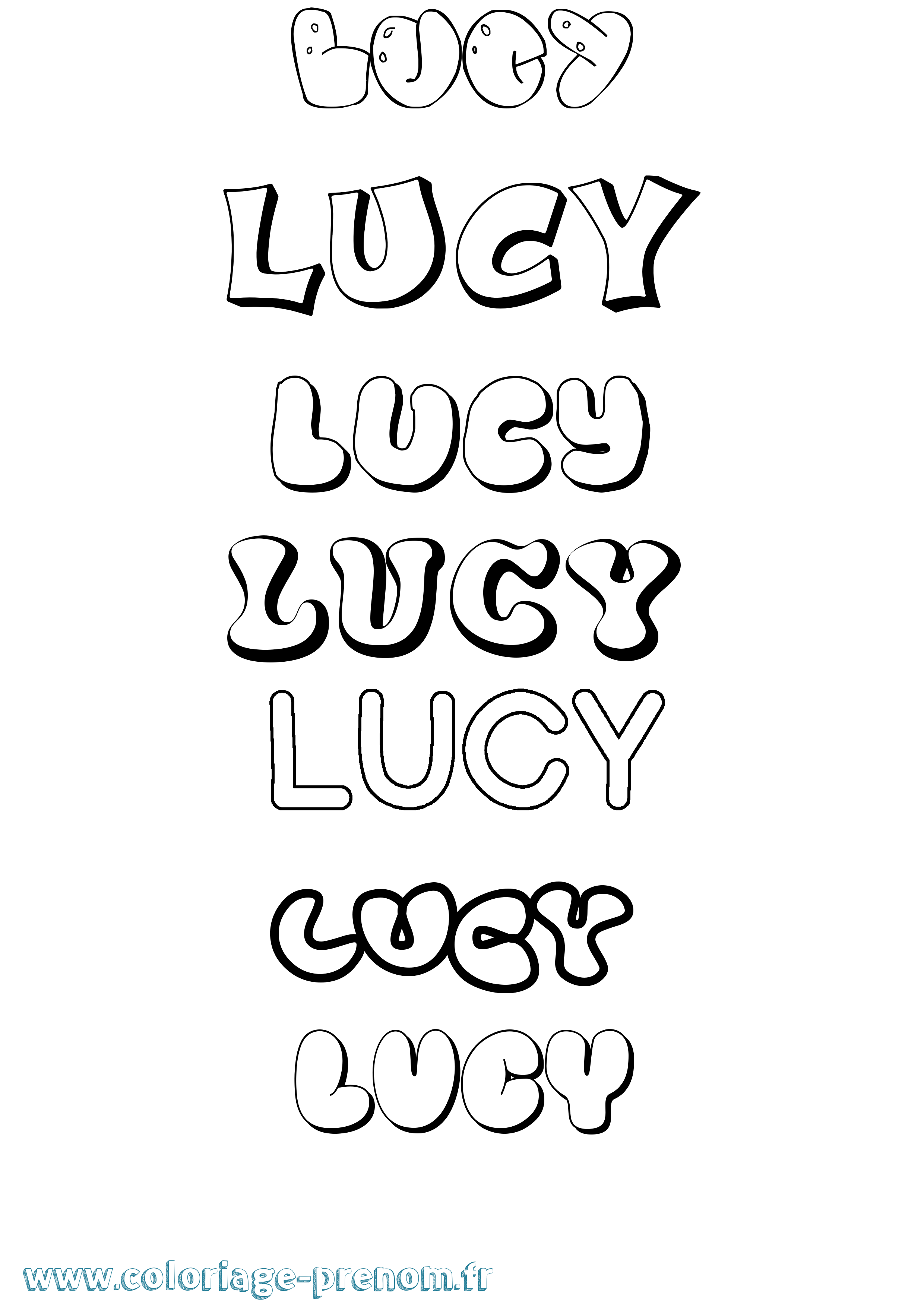 Coloriage Lucy Bubble Coloriage prénom Lucy Bubble