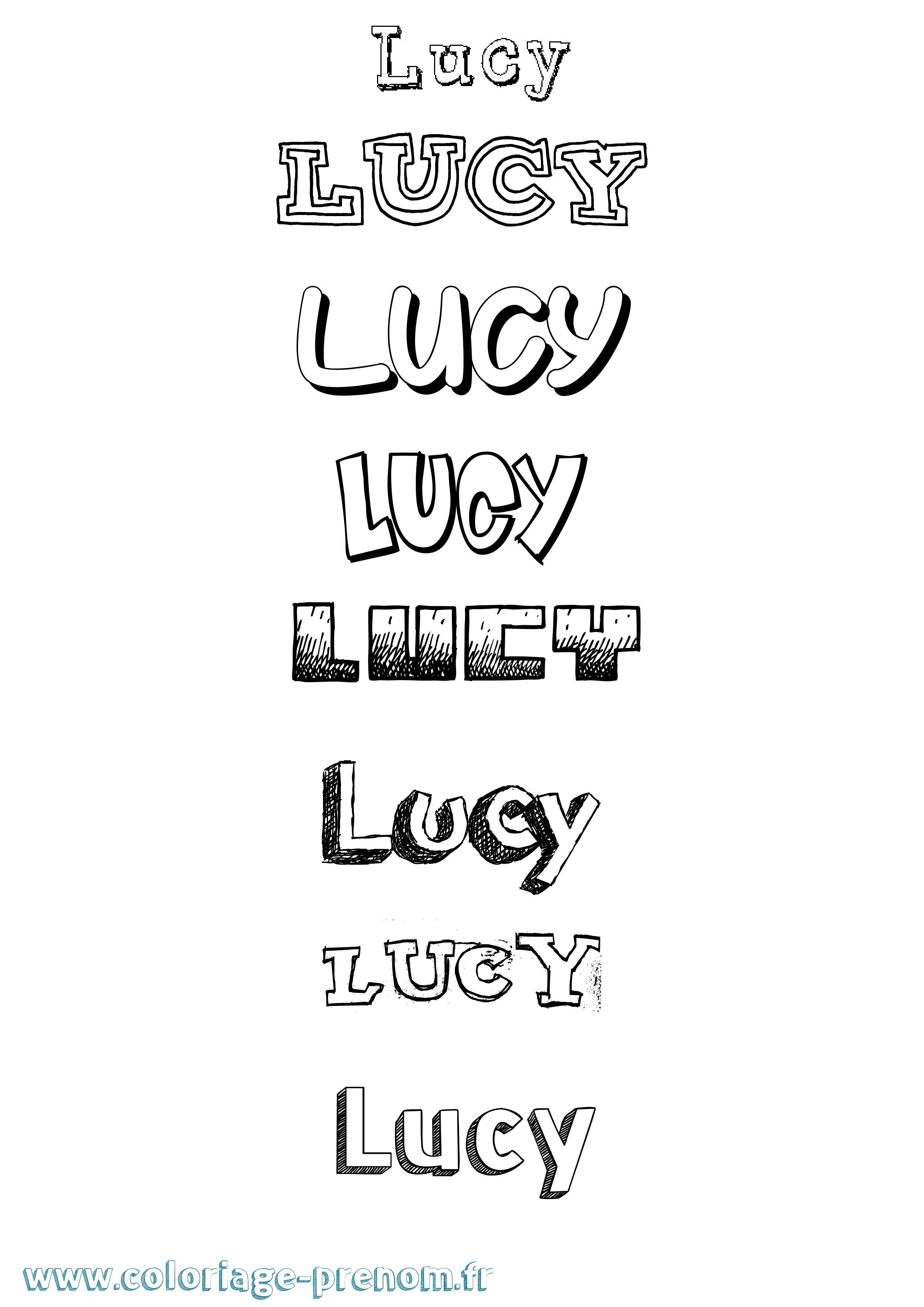Coloriage prénom Lucy Dessiné