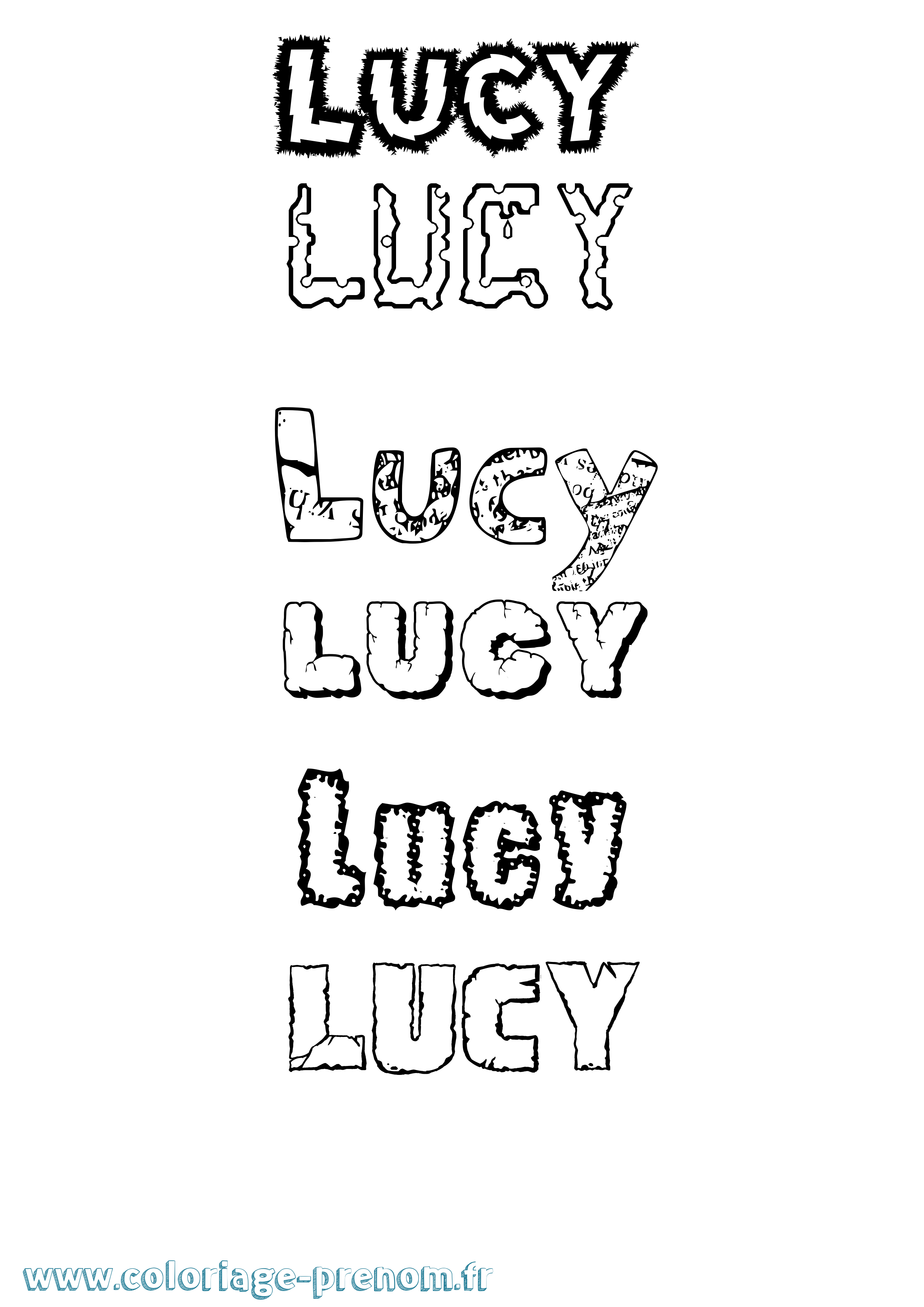 Coloriage Lucy Destructuré Coloriage prénom Lucy Destructuré