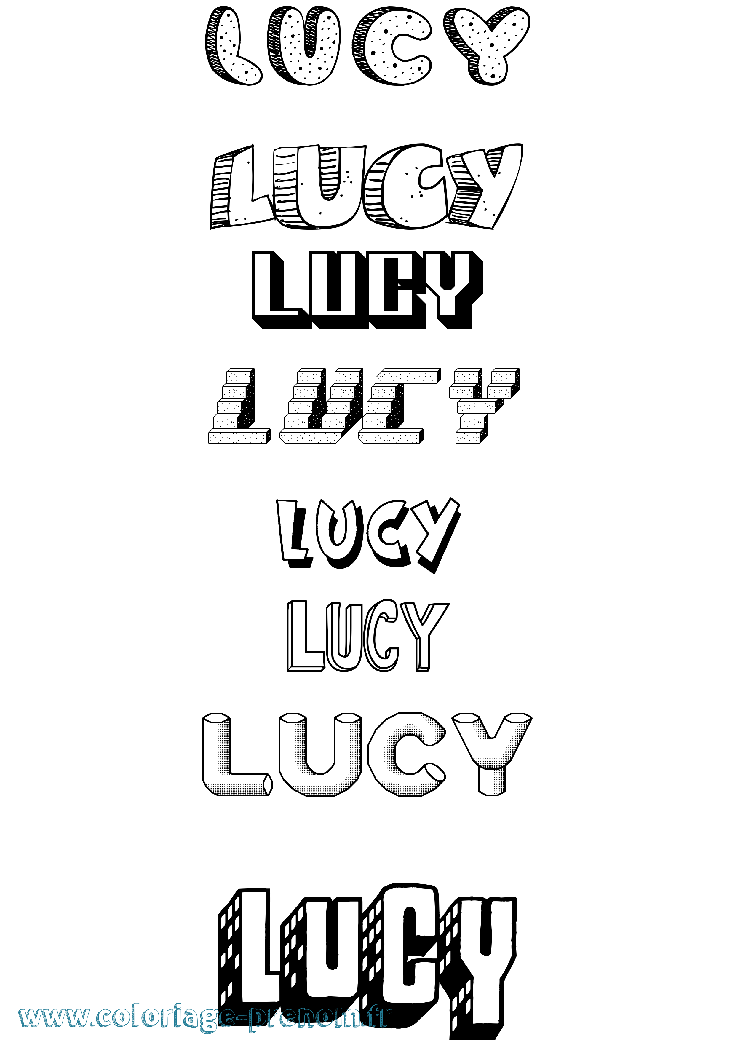 Coloriage Lucy Effet 3D Coloriage prénom Lucy Effet 3D