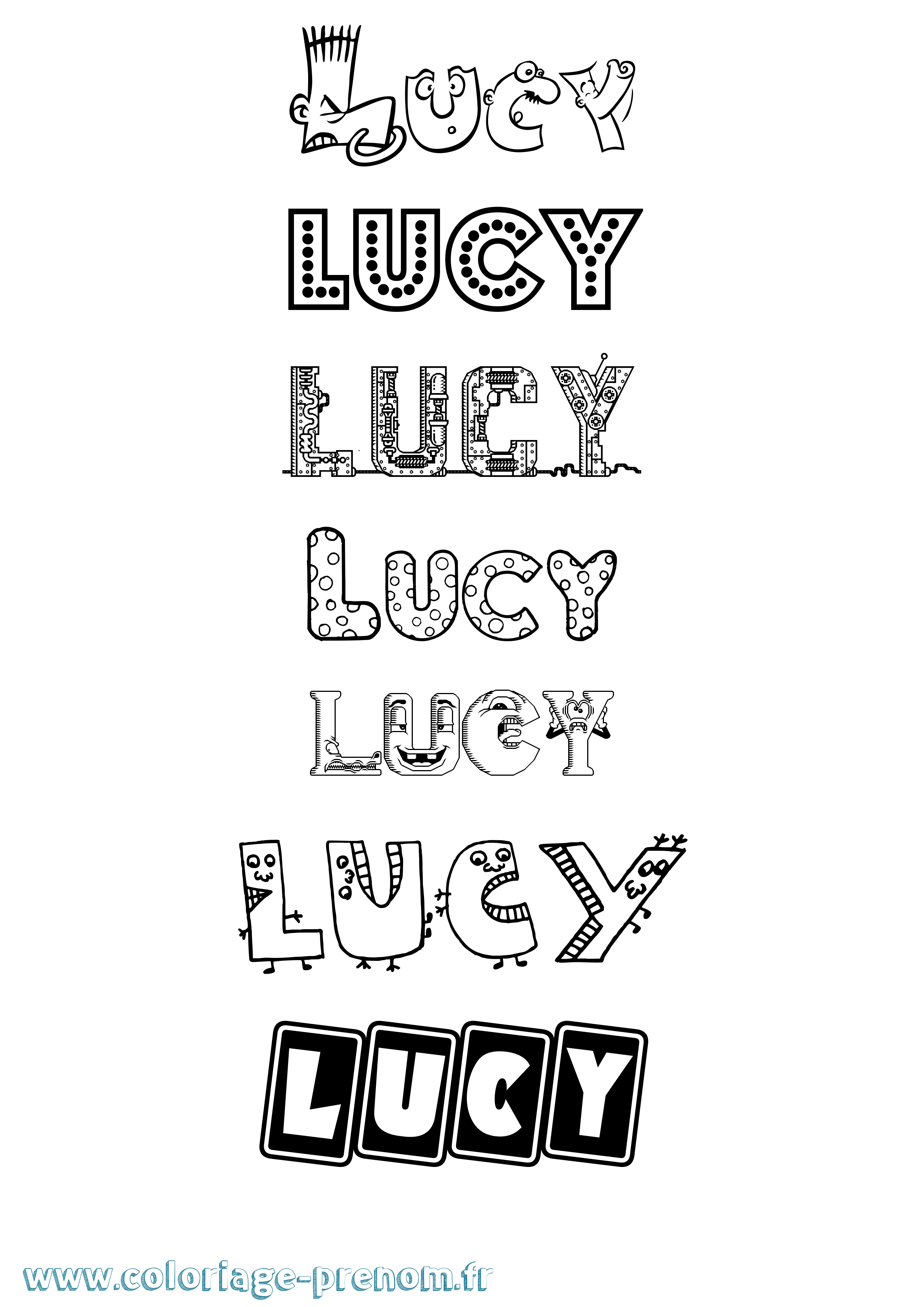 Coloriage prénom Lucy Fun