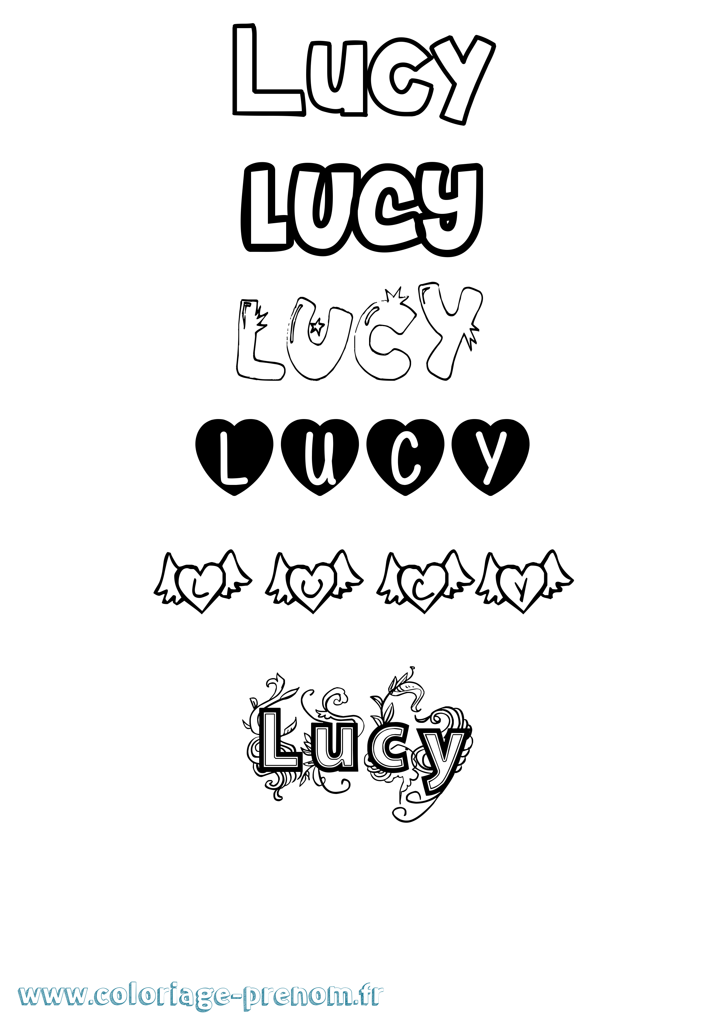 Coloriage prénom Lucy Girly