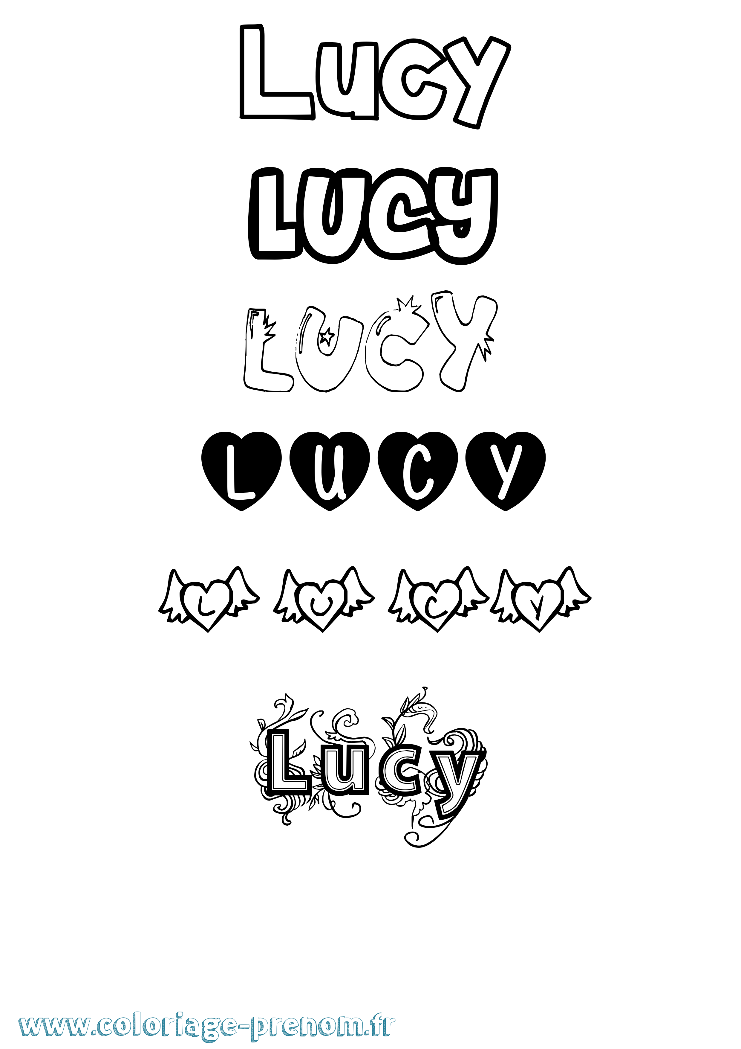 Coloriage Lucy Girly Coloriage prénom Lucy Girly