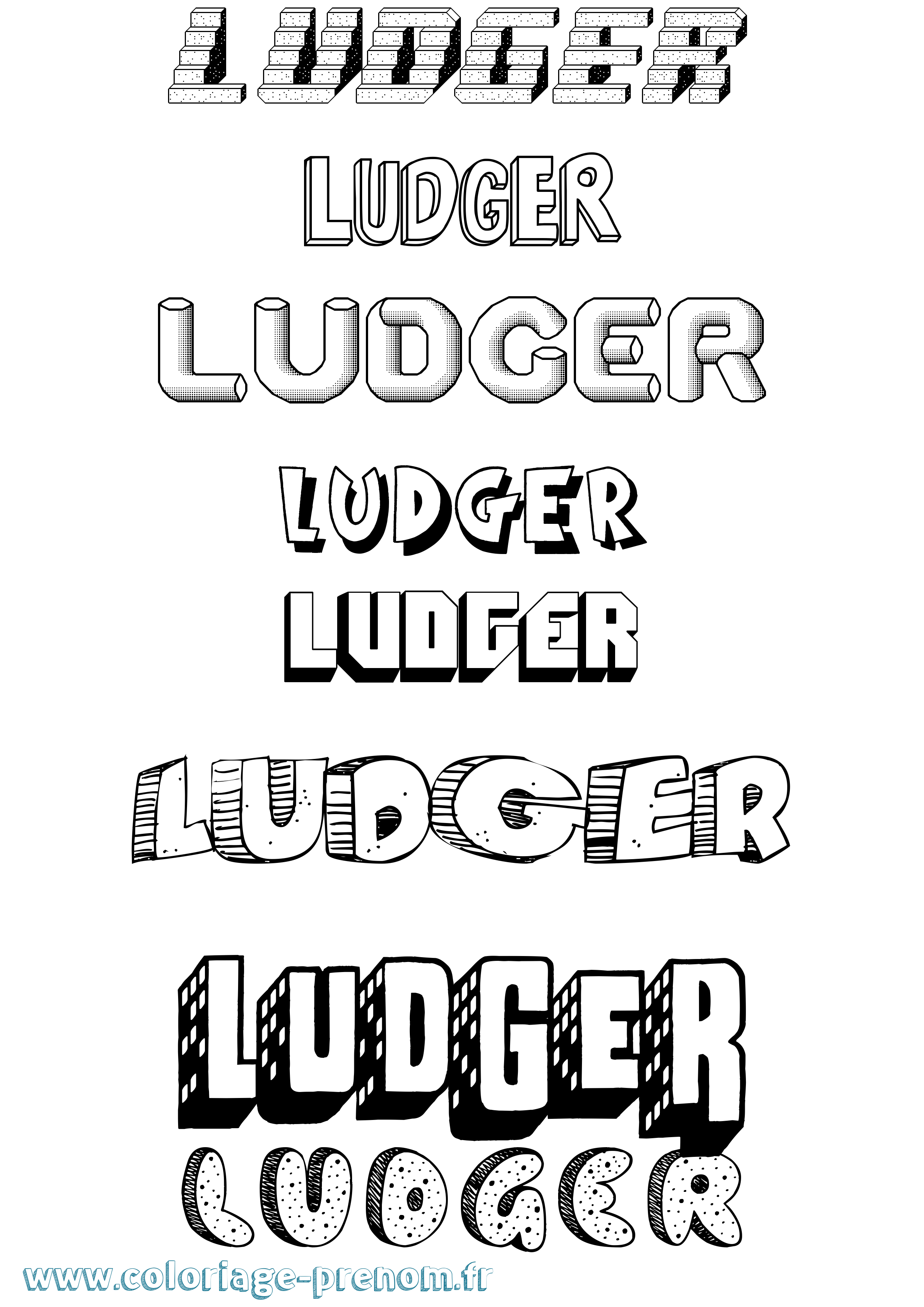 Coloriage prénom Ludger Effet 3D