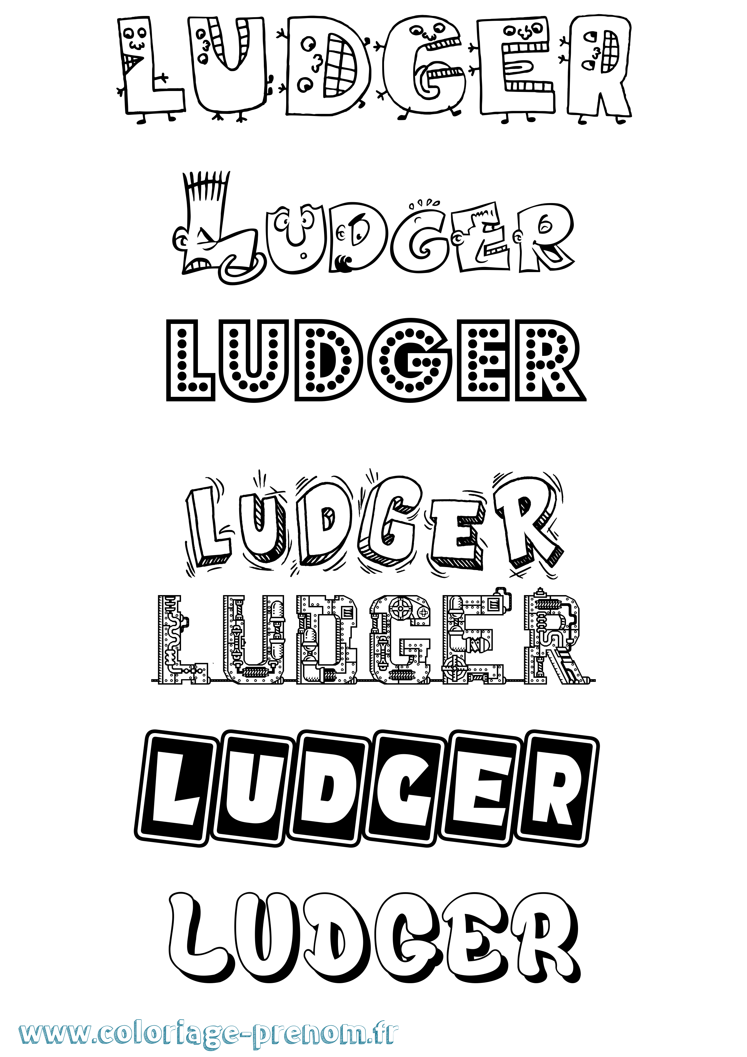 Coloriage prénom Ludger Fun