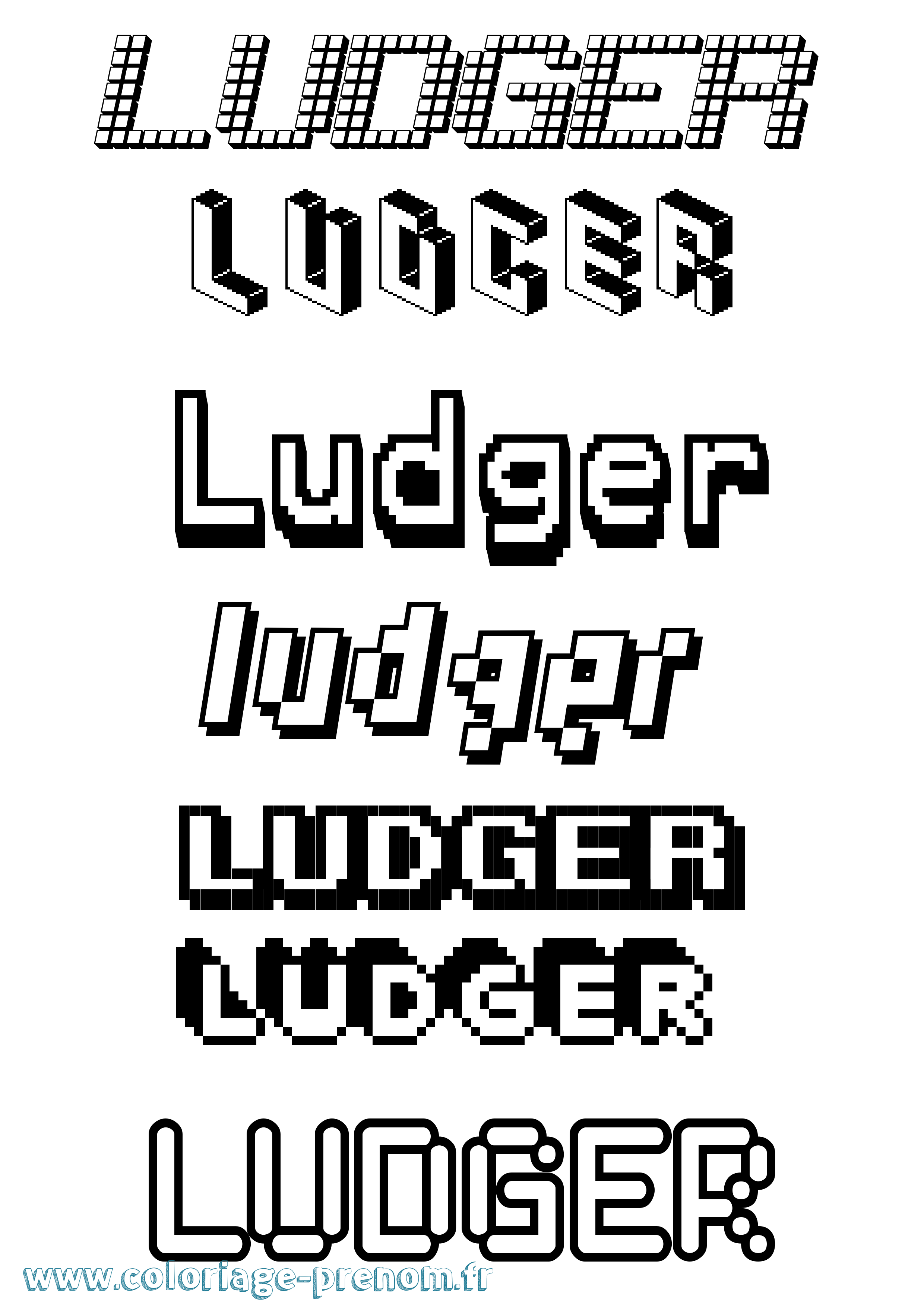 Coloriage prénom Ludger Pixel