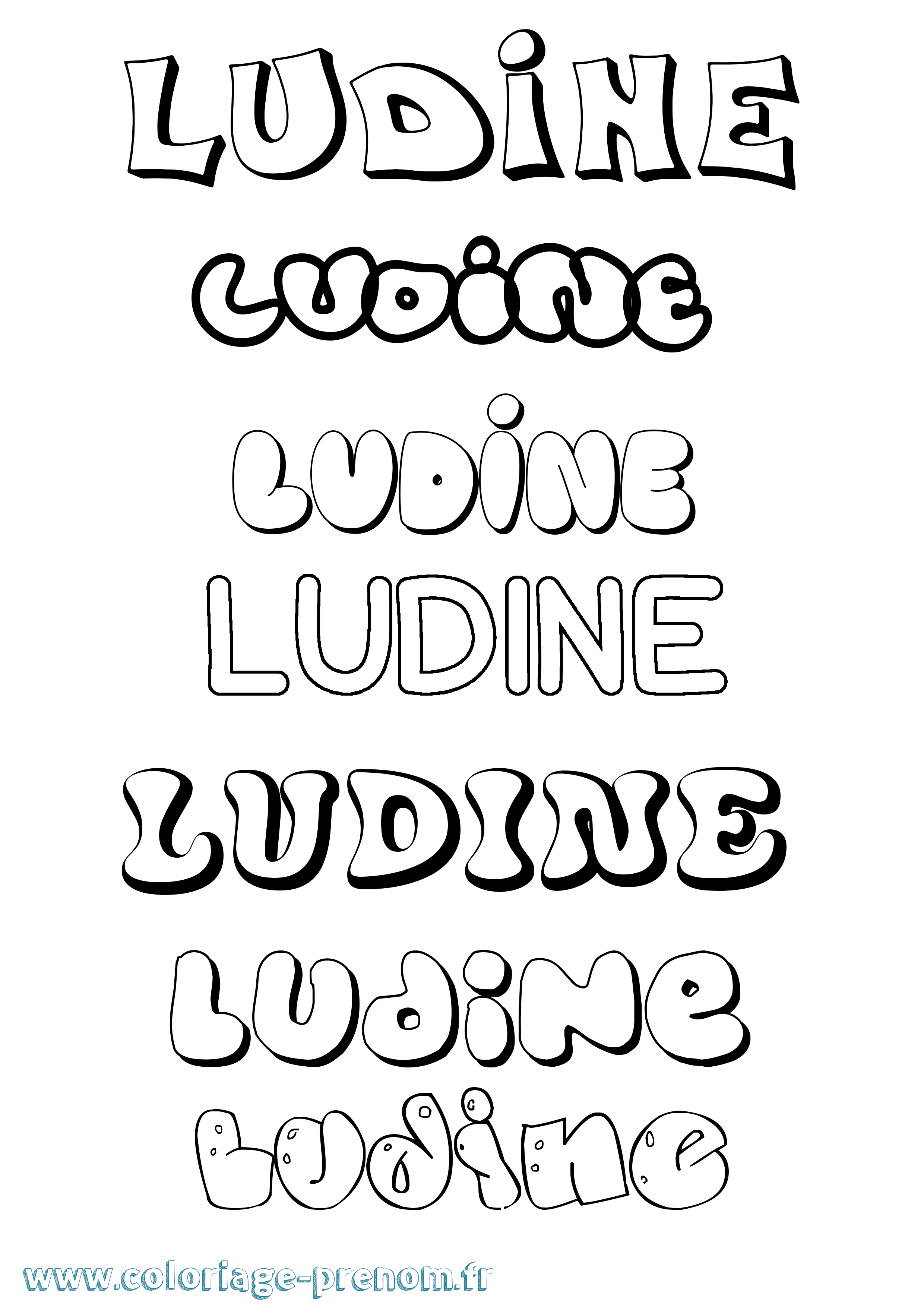 Coloriage prénom Ludine Bubble