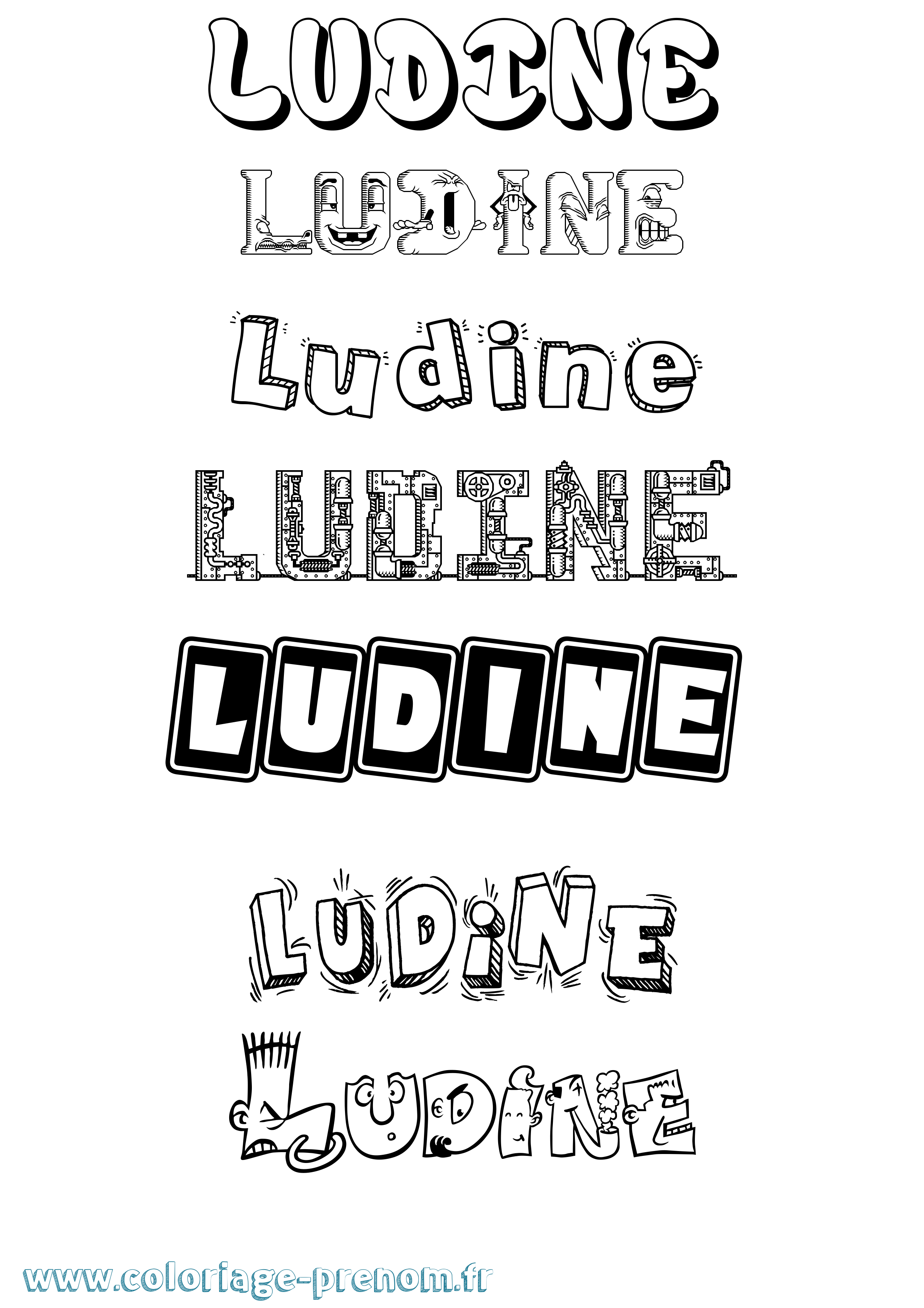 Coloriage prénom Ludine Fun