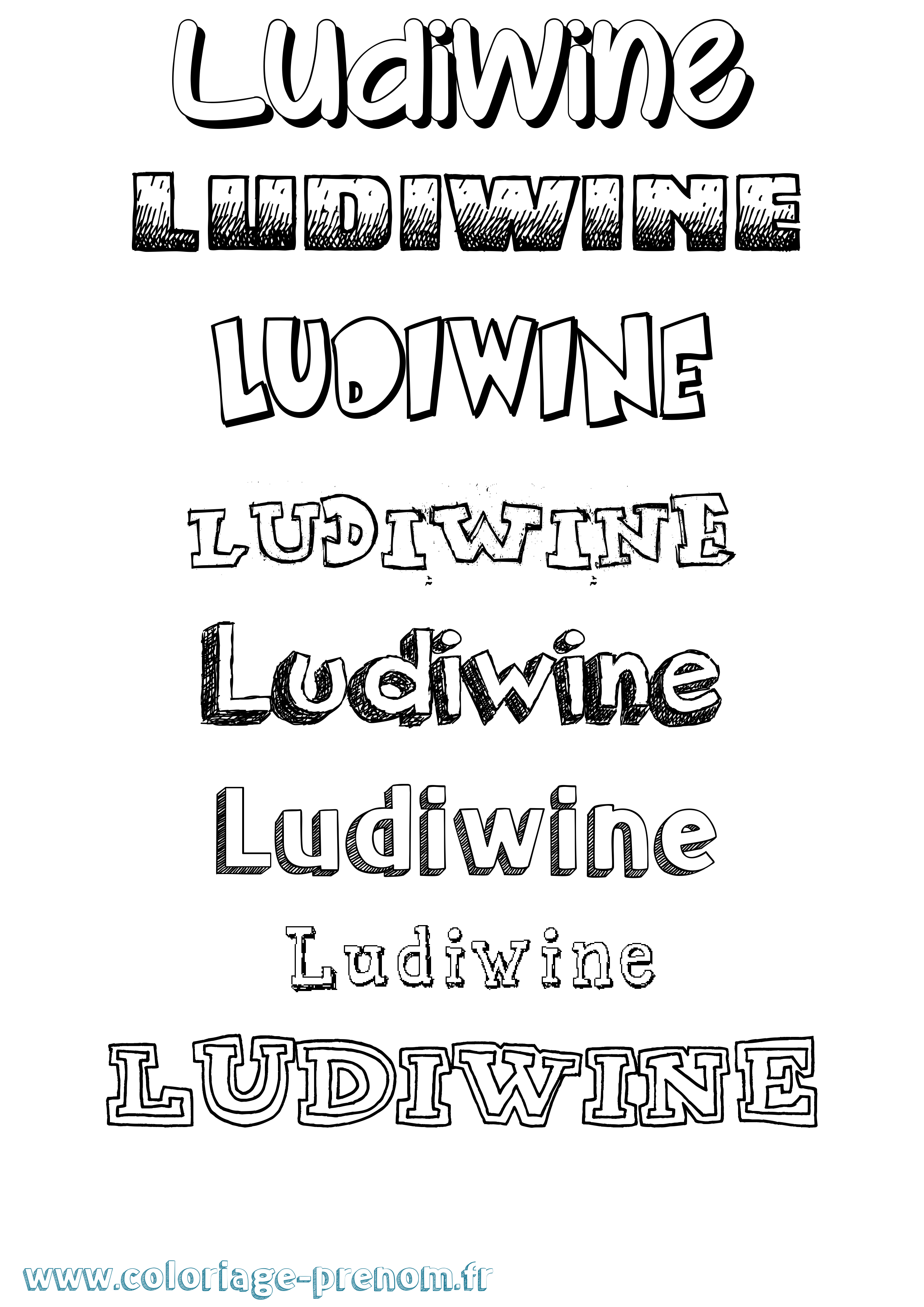 Coloriage prénom Ludiwine Dessiné