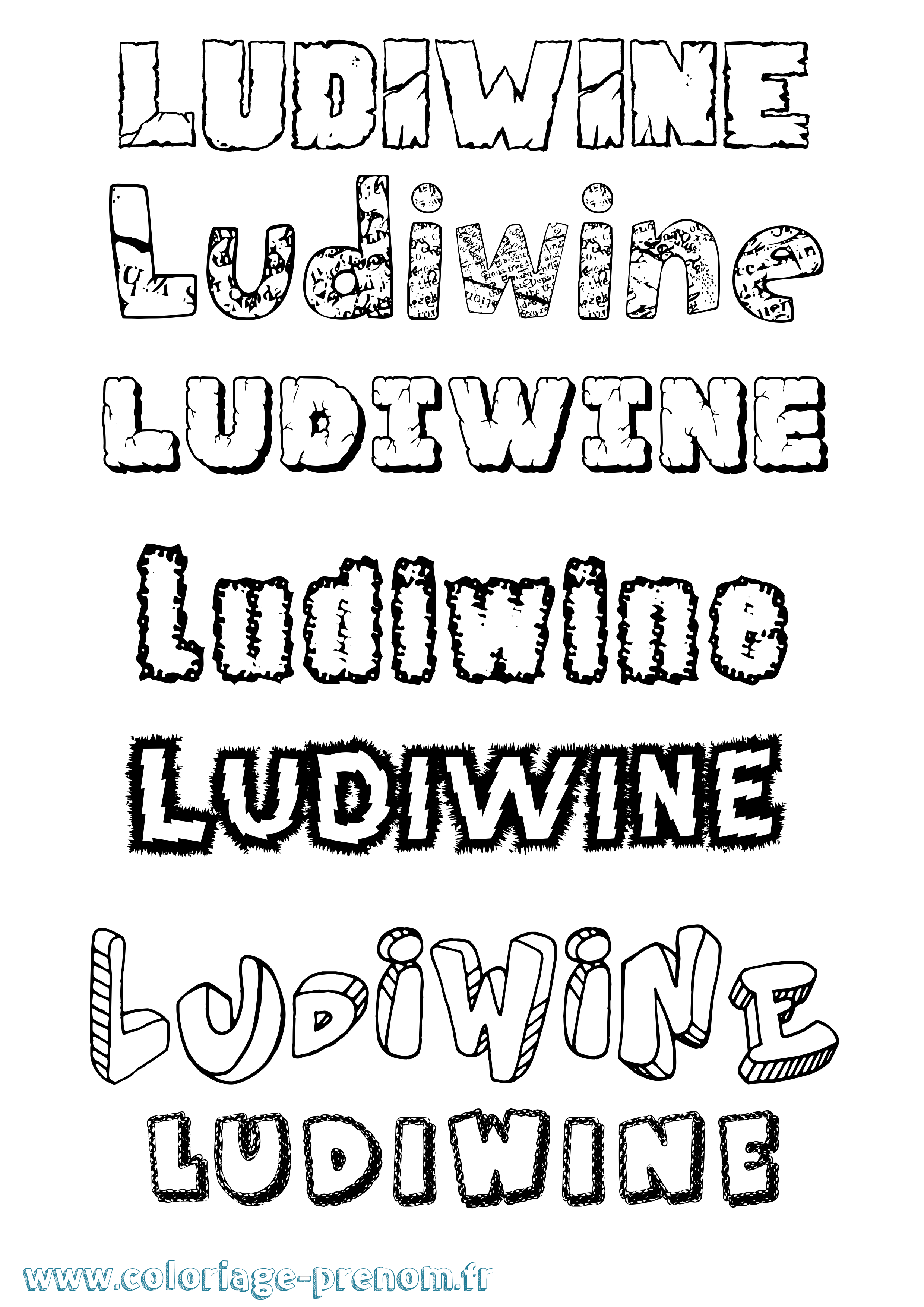 Coloriage prénom Ludiwine Destructuré