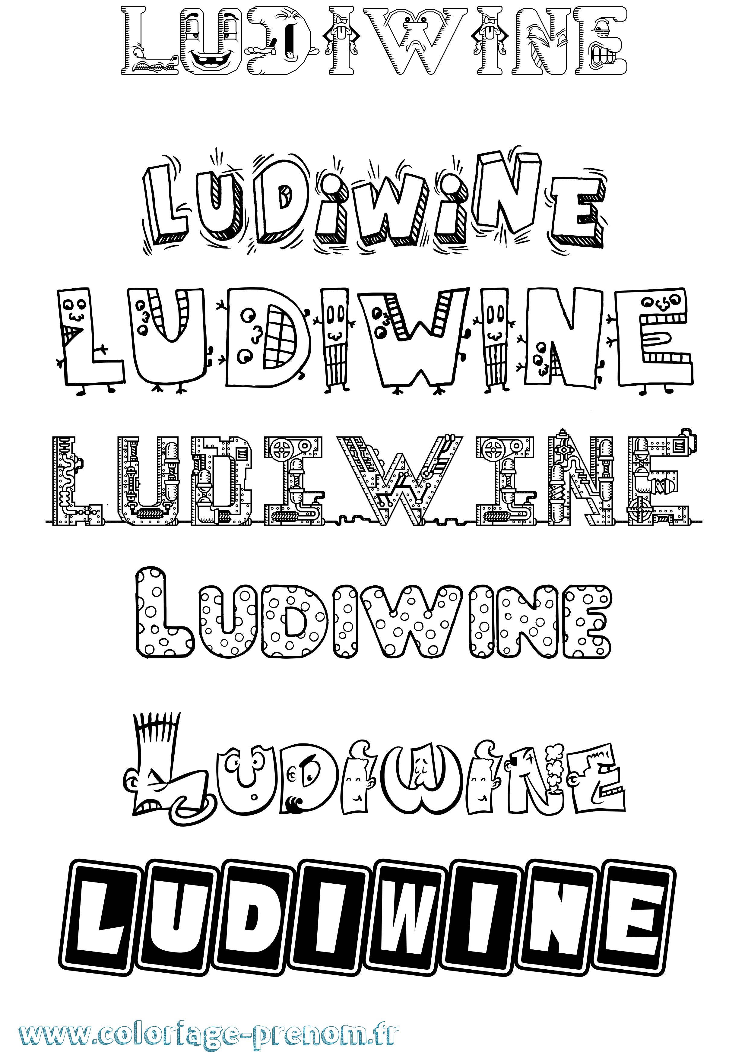 Coloriage prénom Ludiwine Fun
