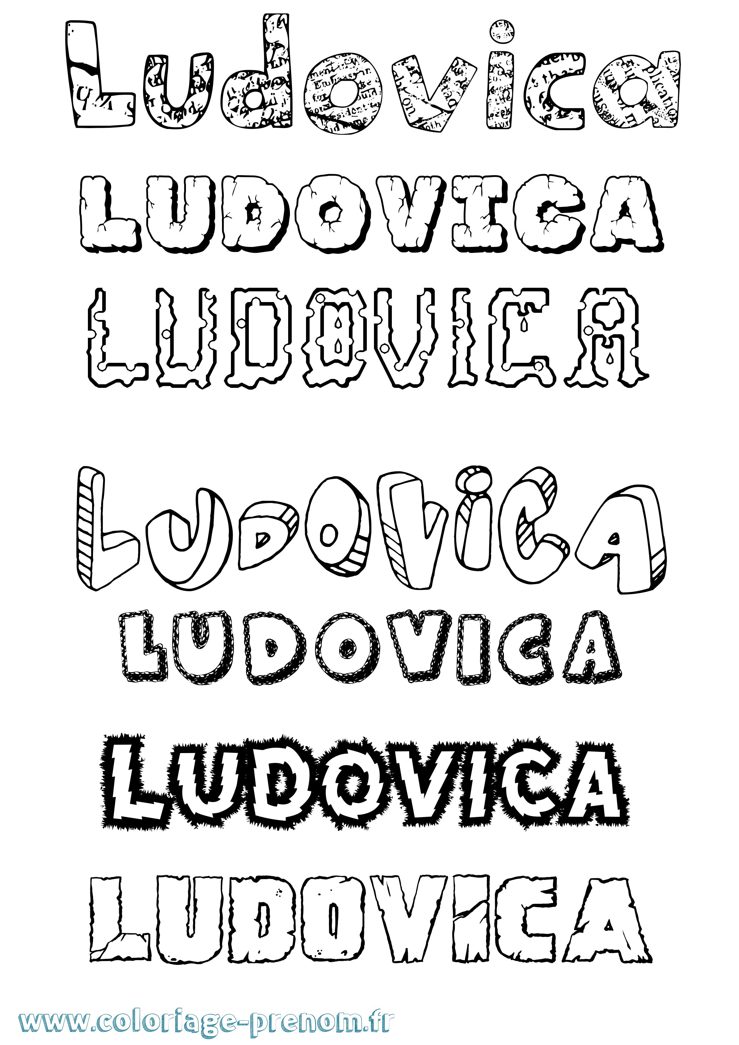 Coloriage prénom Ludovica Destructuré