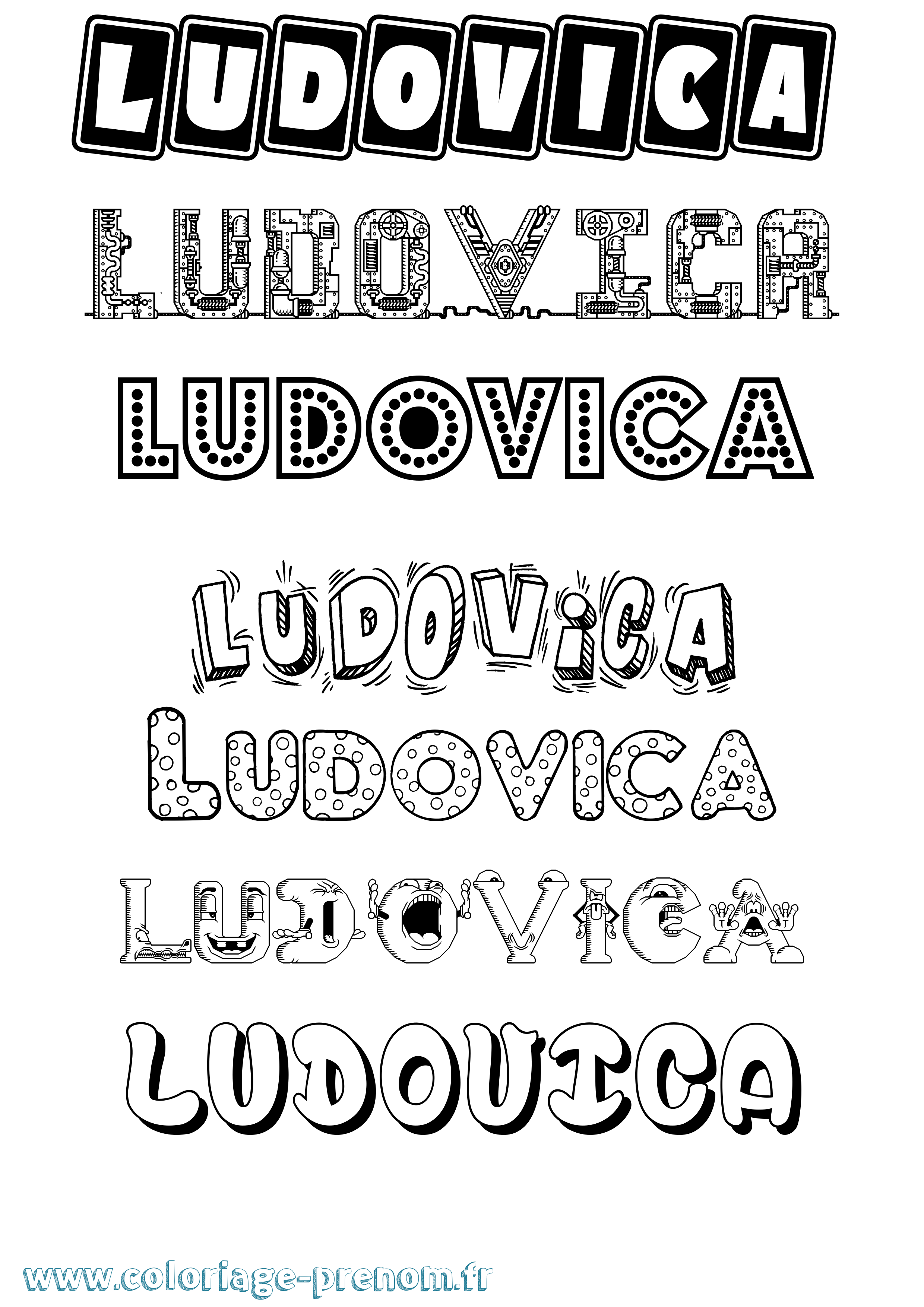 Coloriage prénom Ludovica Fun