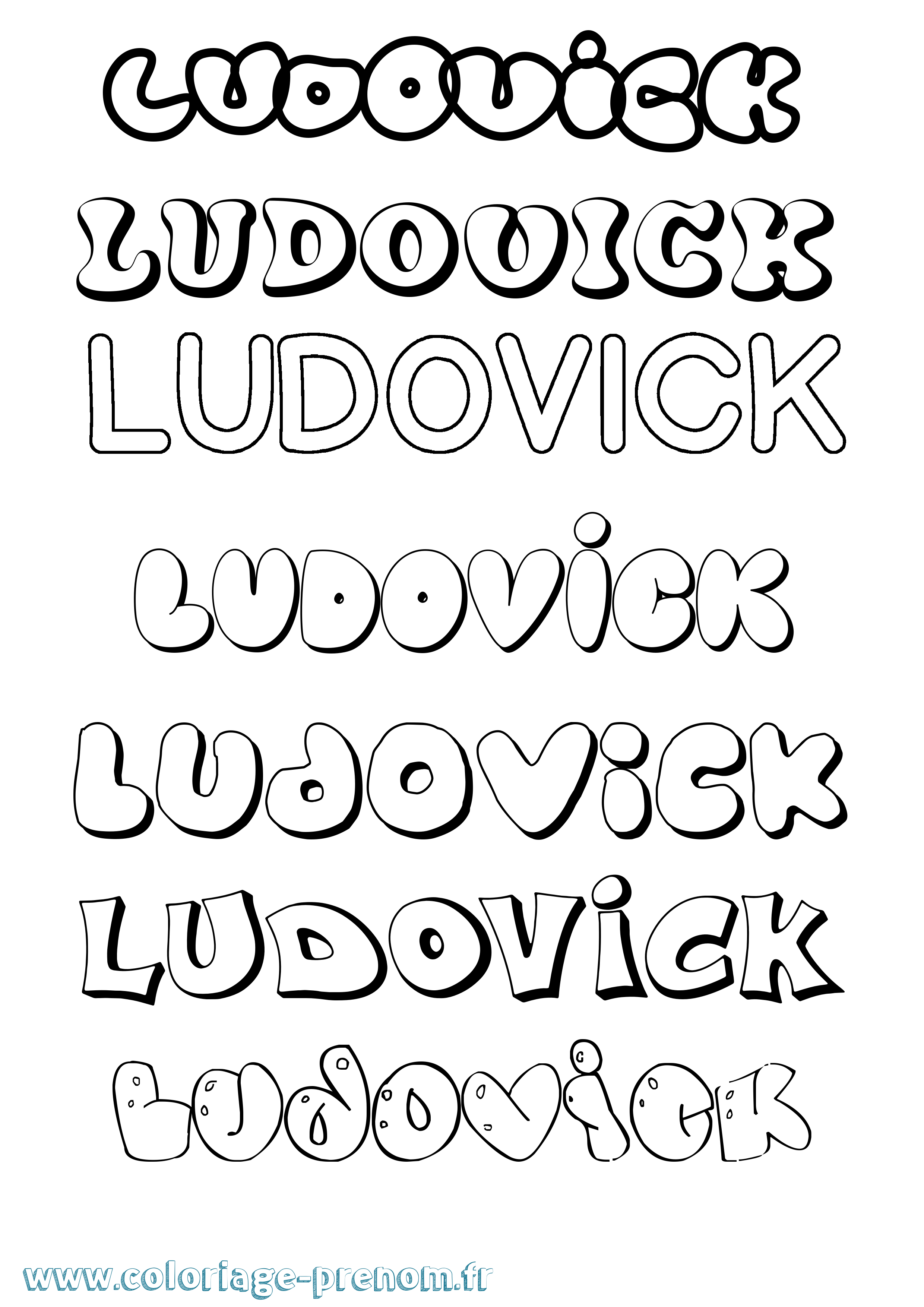 Coloriage prénom Ludovick Bubble