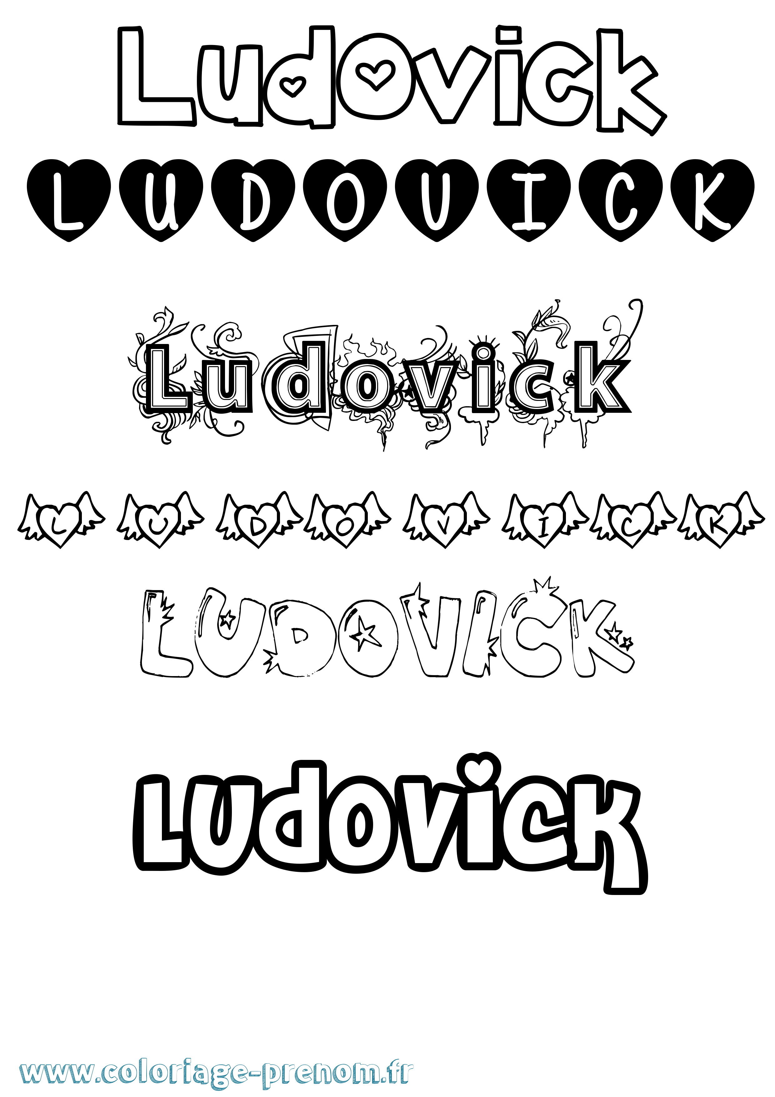 Coloriage prénom Ludovick Girly