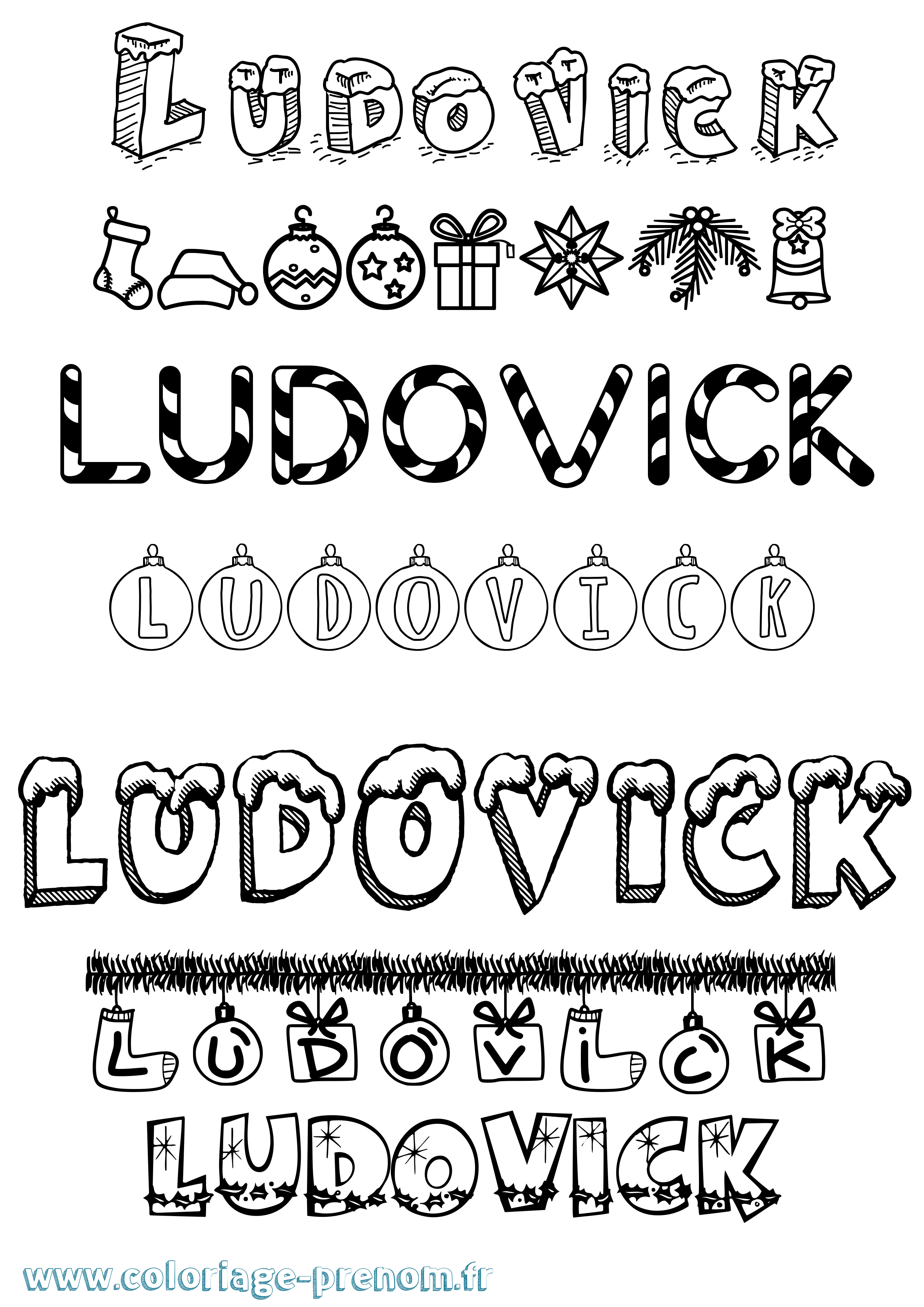 Coloriage prénom Ludovick Noël