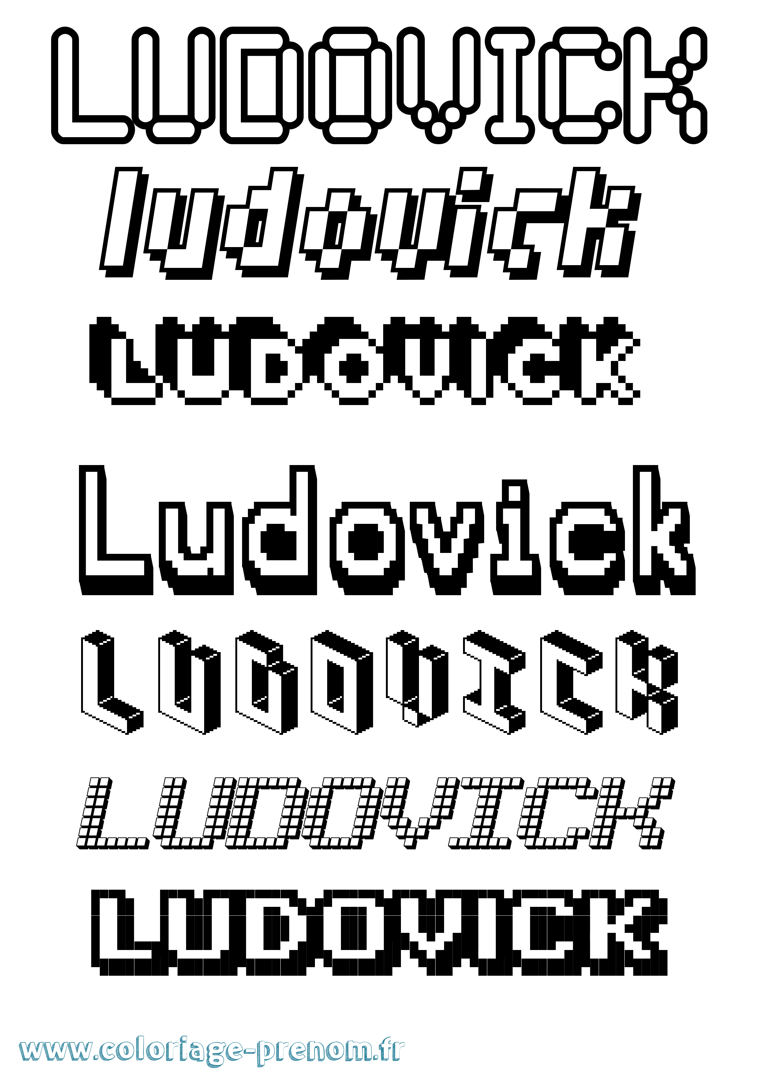 Coloriage prénom Ludovick Pixel