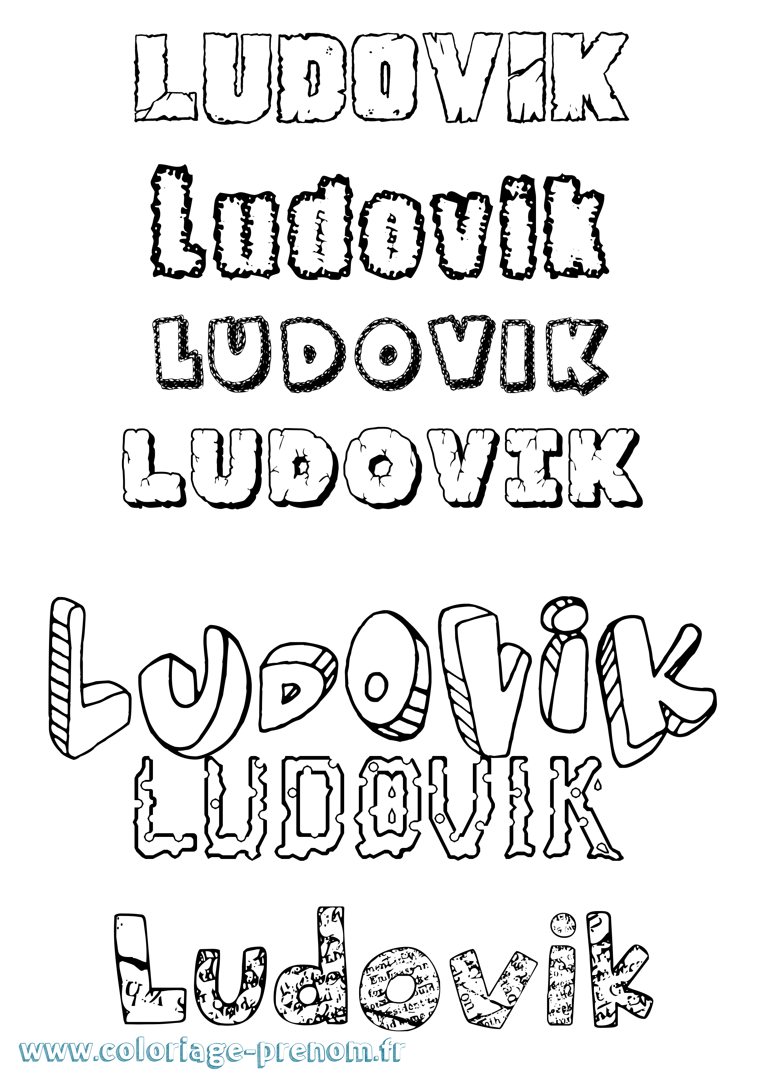 Coloriage prénom Ludovik Destructuré