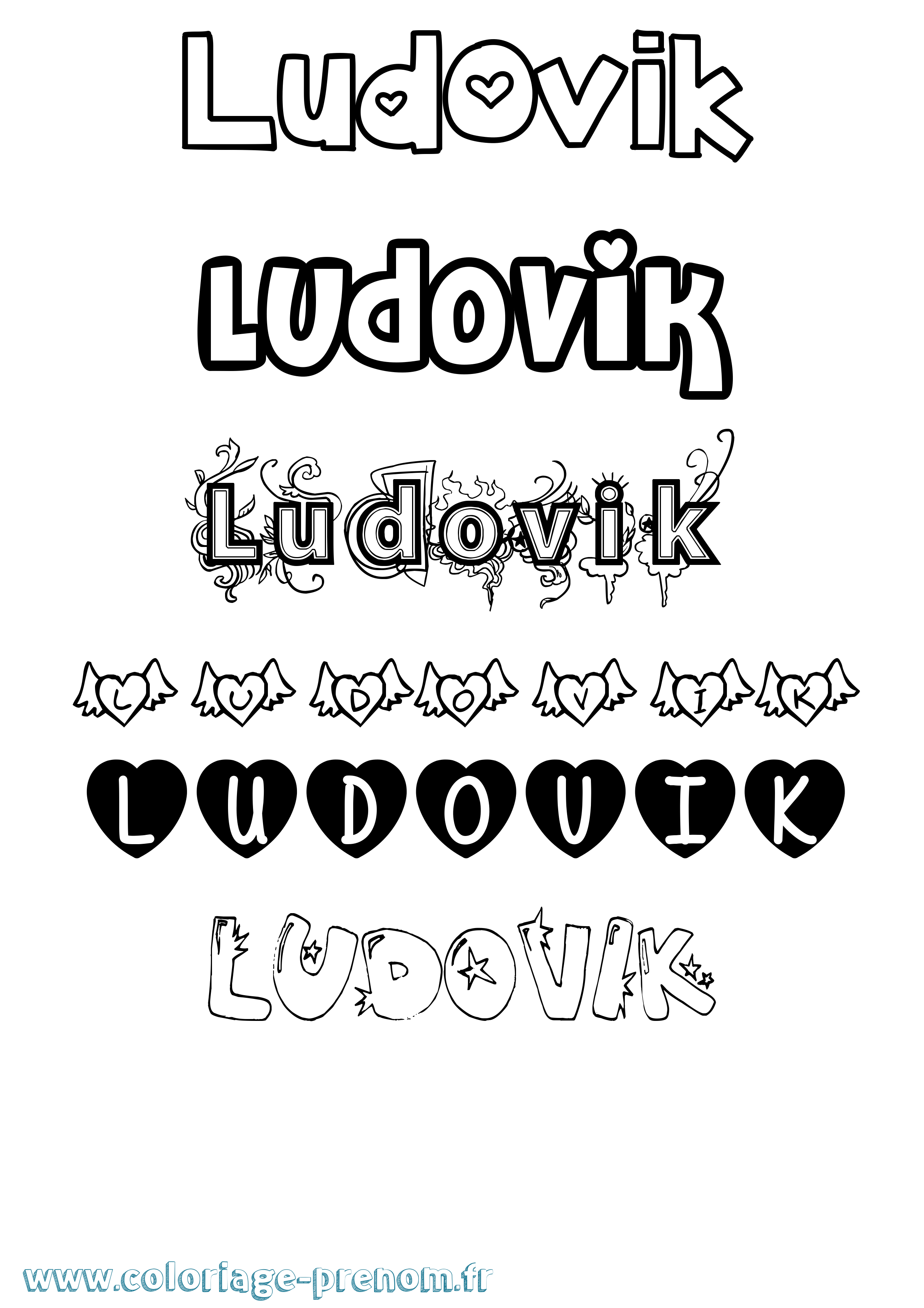 Coloriage prénom Ludovik Girly